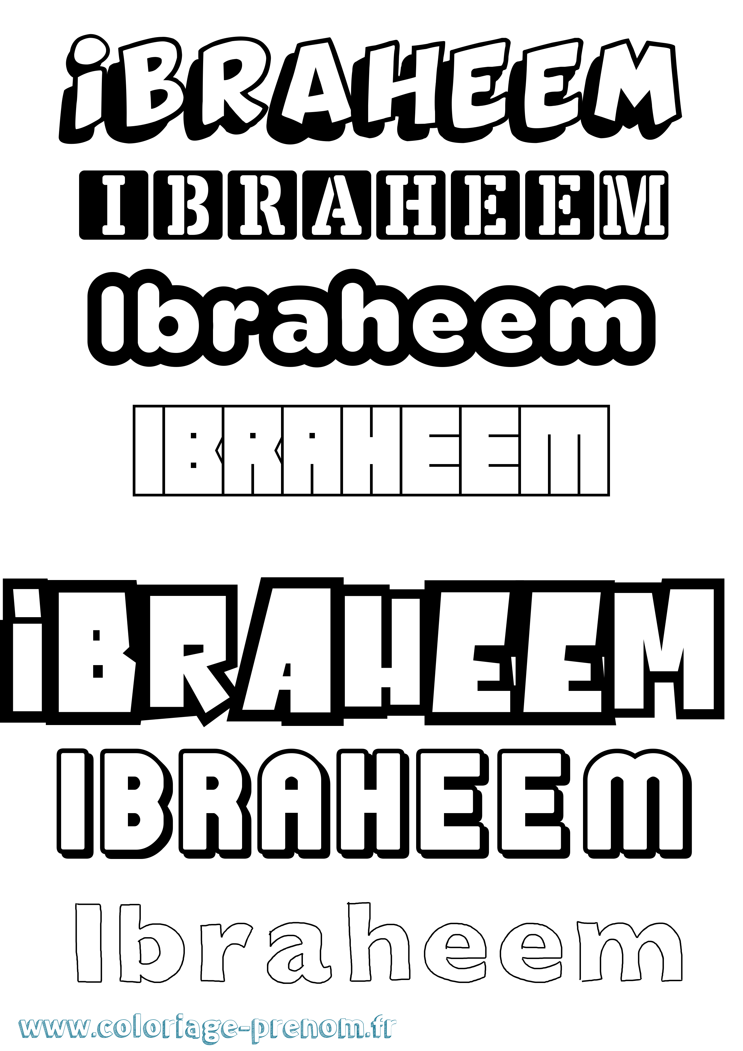 Coloriage Ibraheem Simple Coloriage prénom Ibraheem Simple