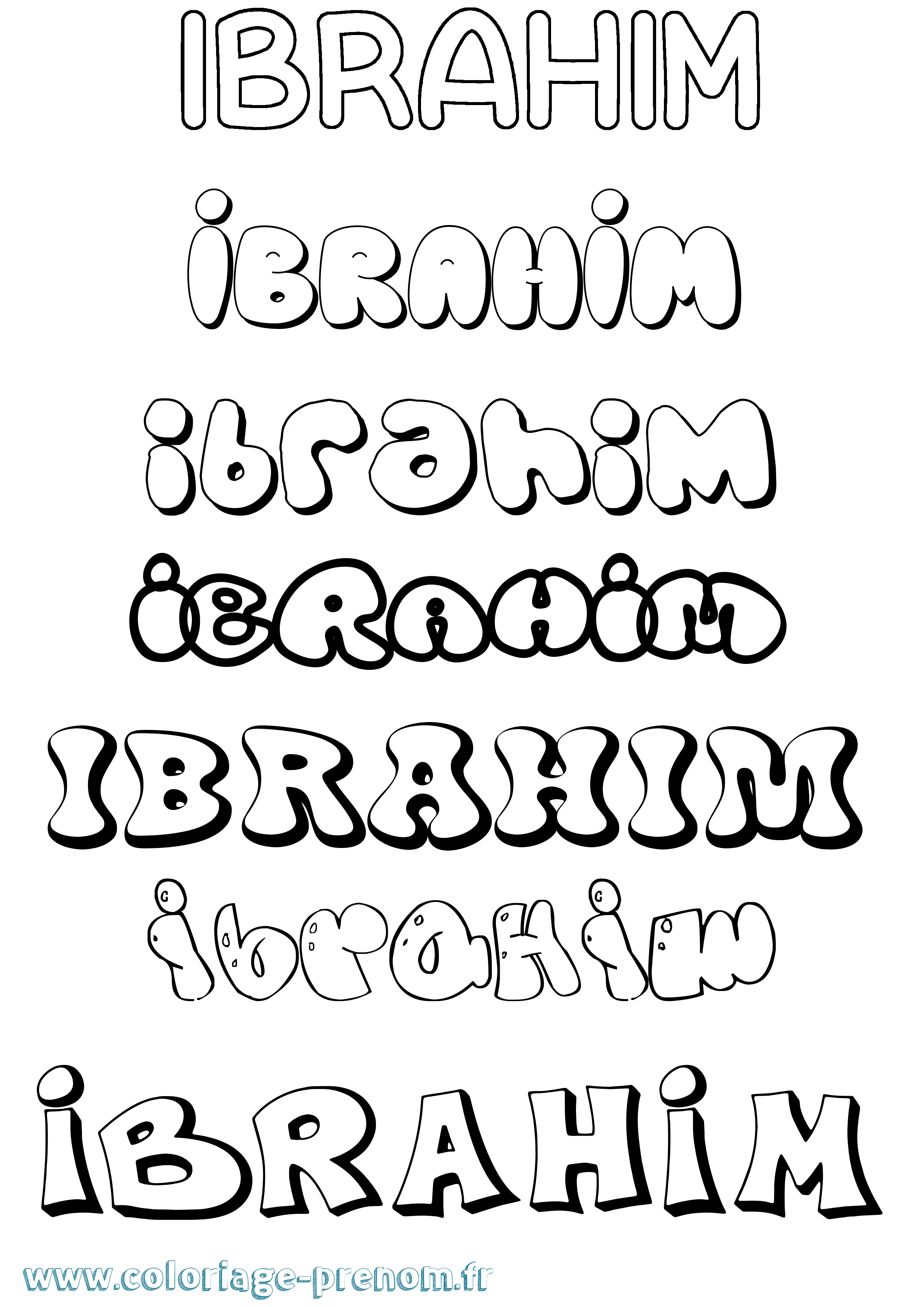 Coloriage Ibrahim Bubble Coloriage prénom Ibrahim Bubble