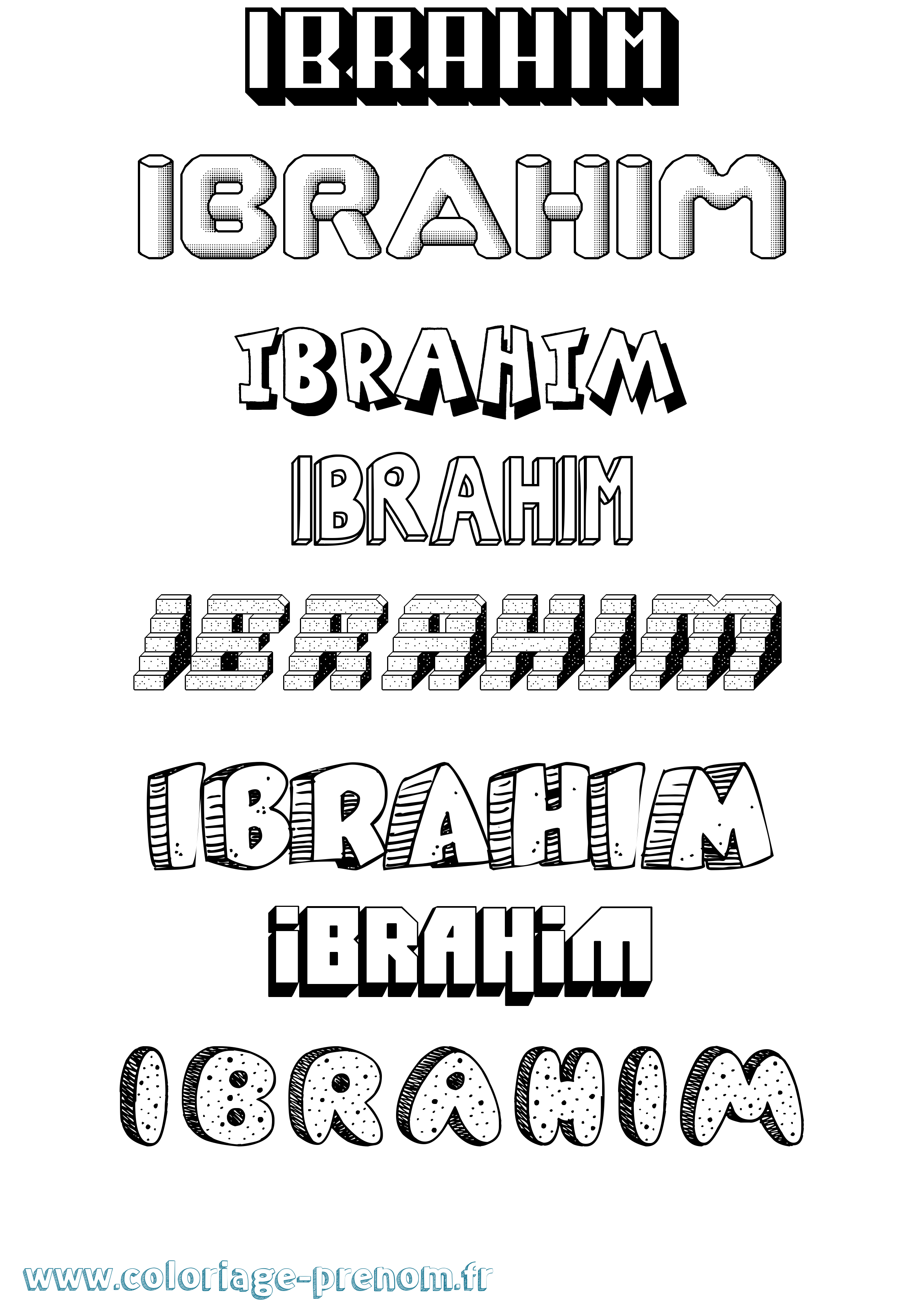 Coloriage Ibrahim Effet 3D Coloriage prénom Ibrahim Effet 3D