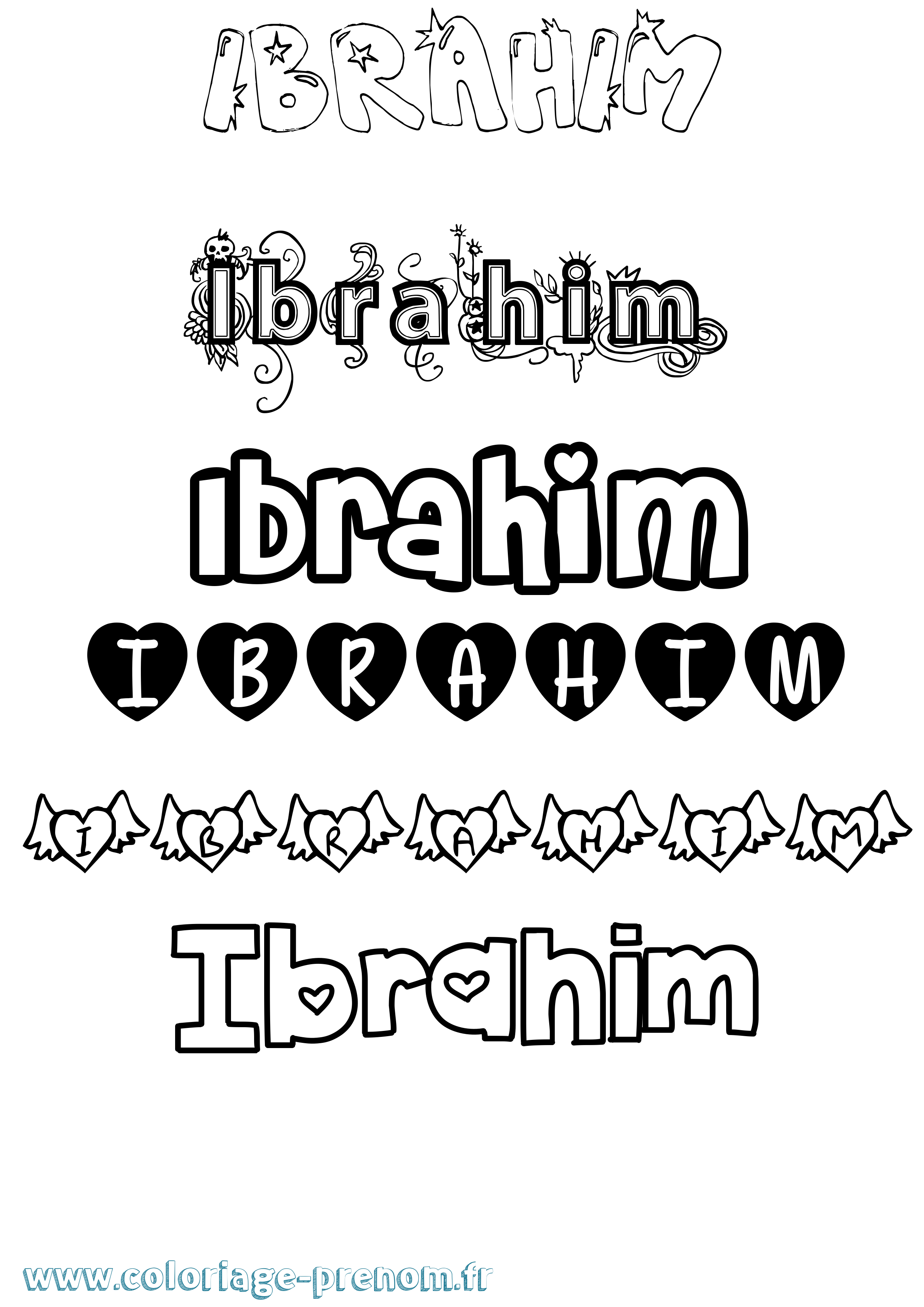 Coloriage Ibrahim Girly Coloriage prénom Ibrahim Girly