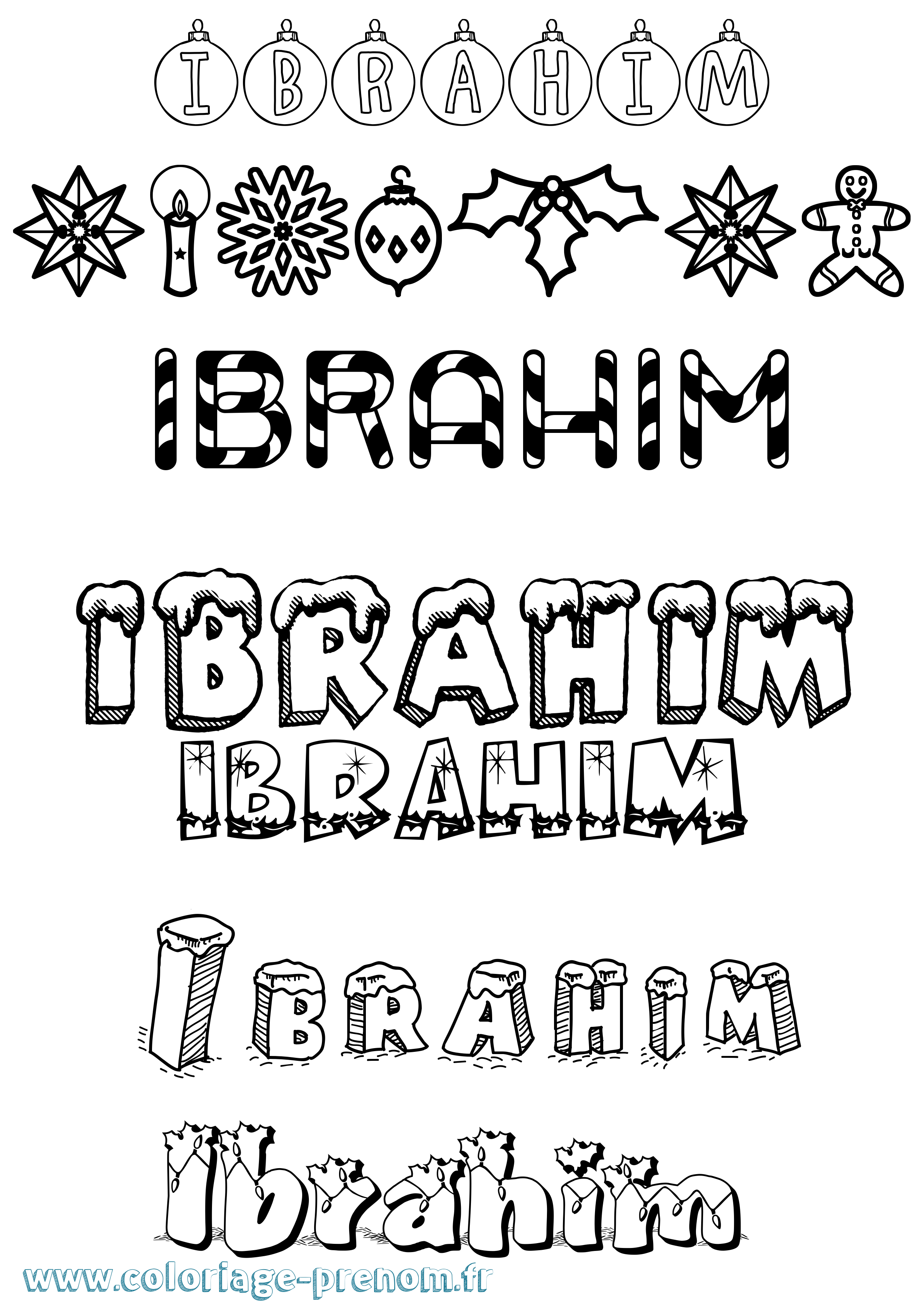 Coloriage Ibrahim Noël Coloriage prénom Ibrahim Noël