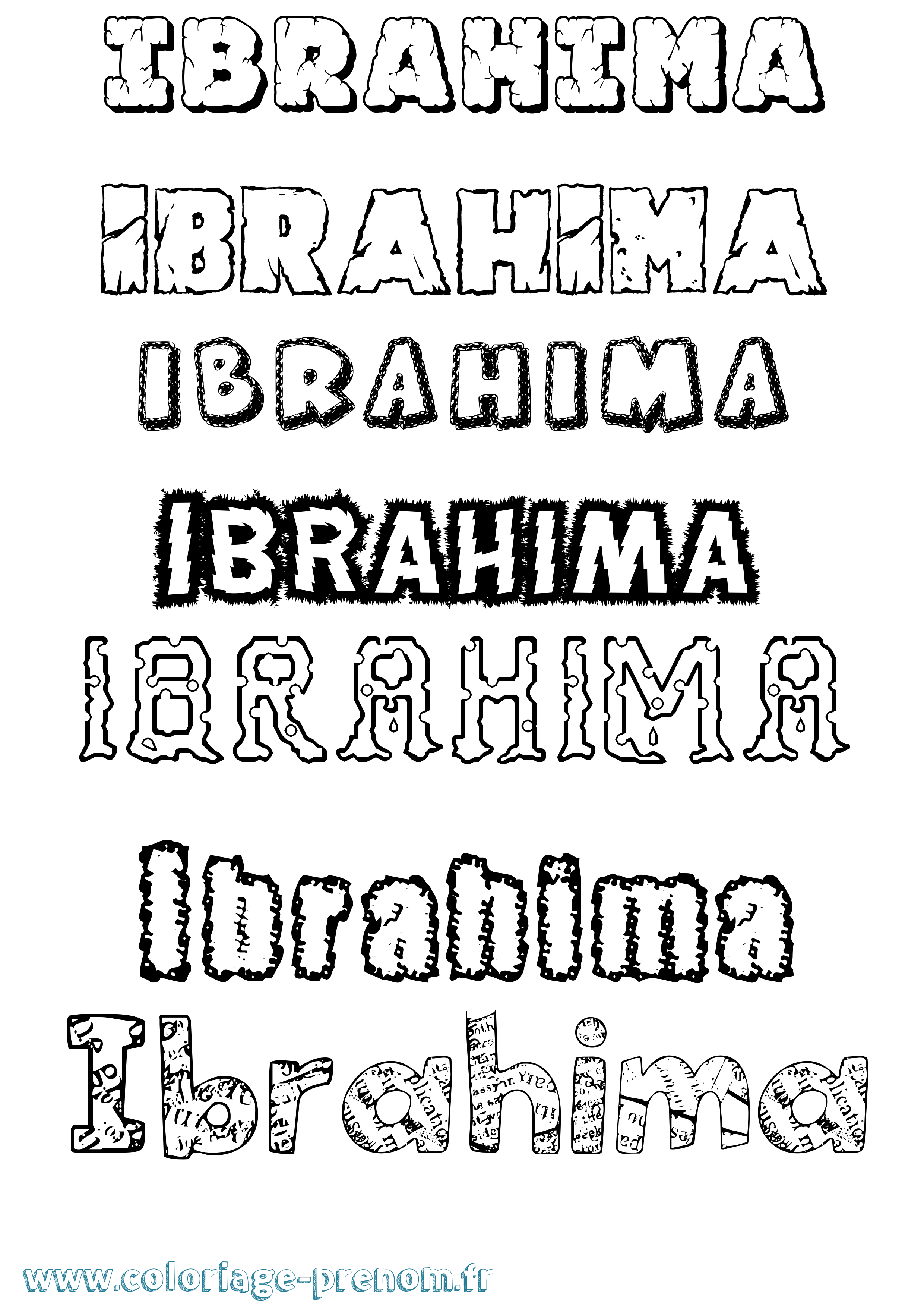 Coloriage prénom Ibrahima Destructuré