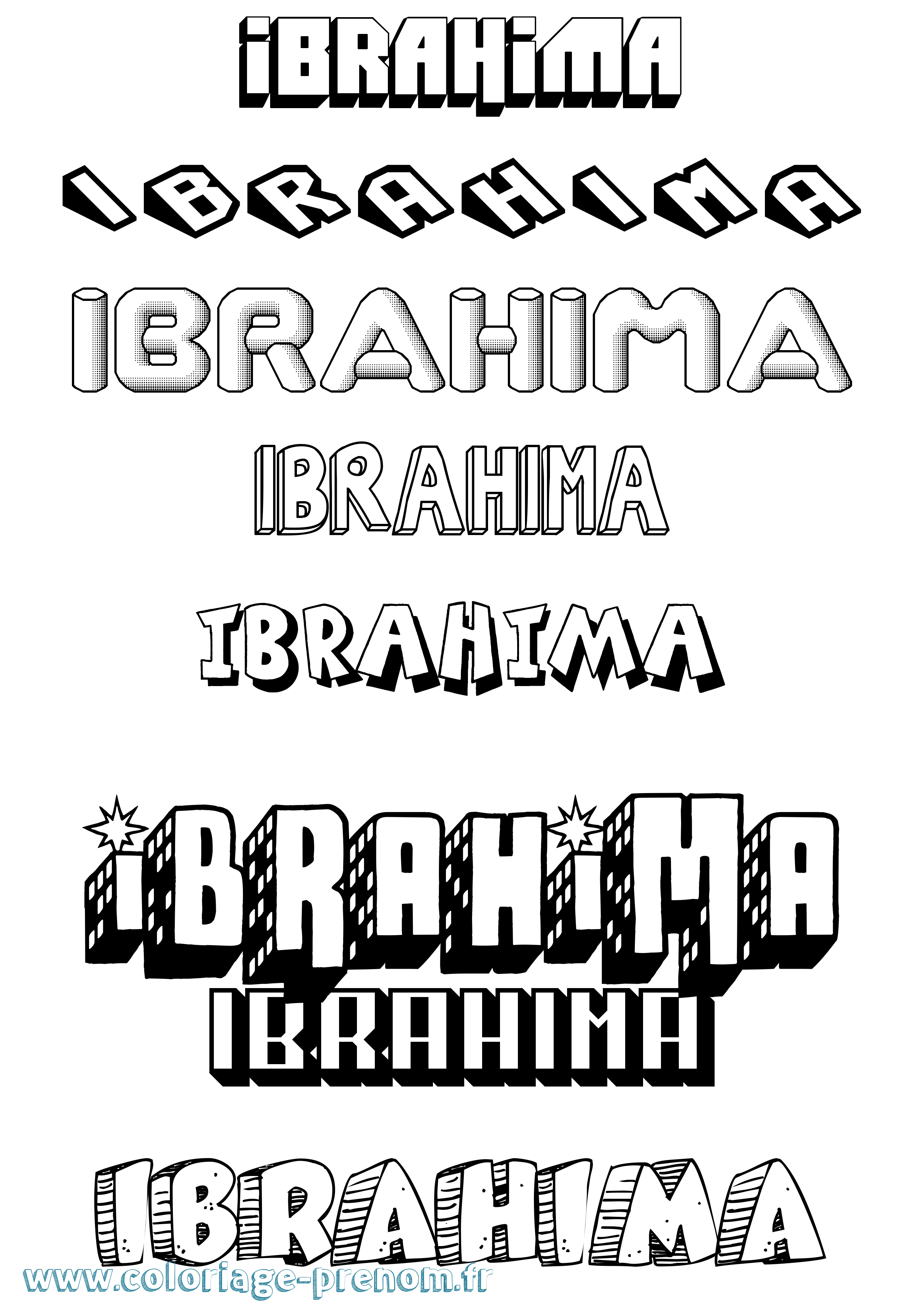 Coloriage prénom Ibrahima Effet 3D