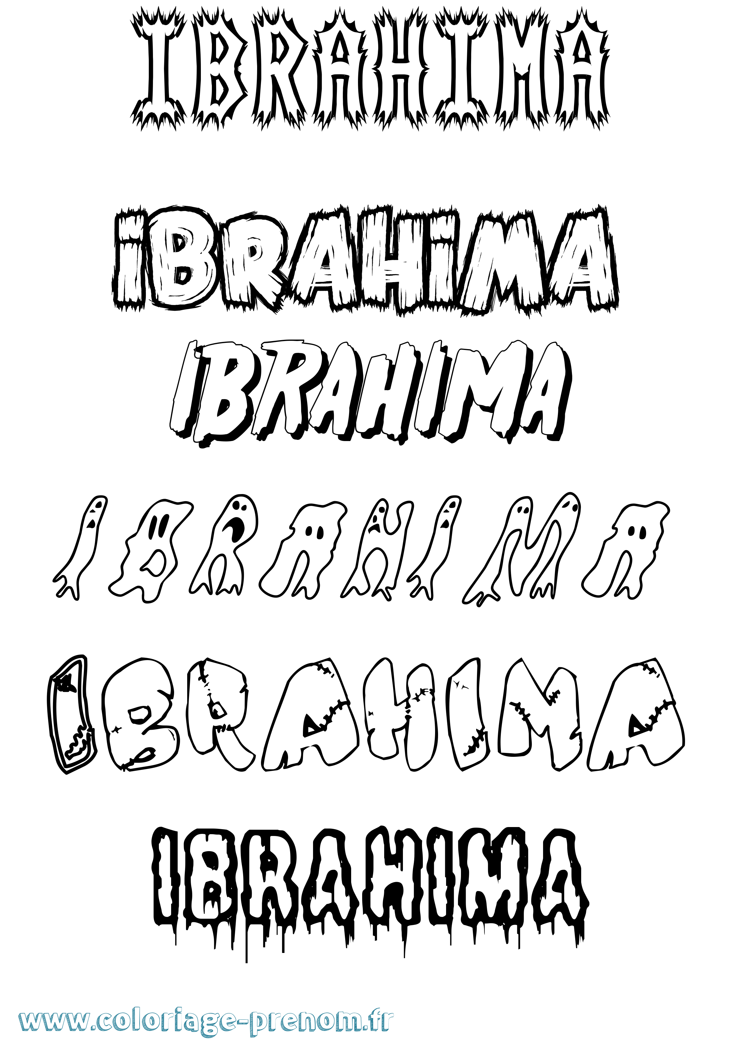 Coloriage Ibrahima Frisson Coloriage prénom Ibrahima Frisson