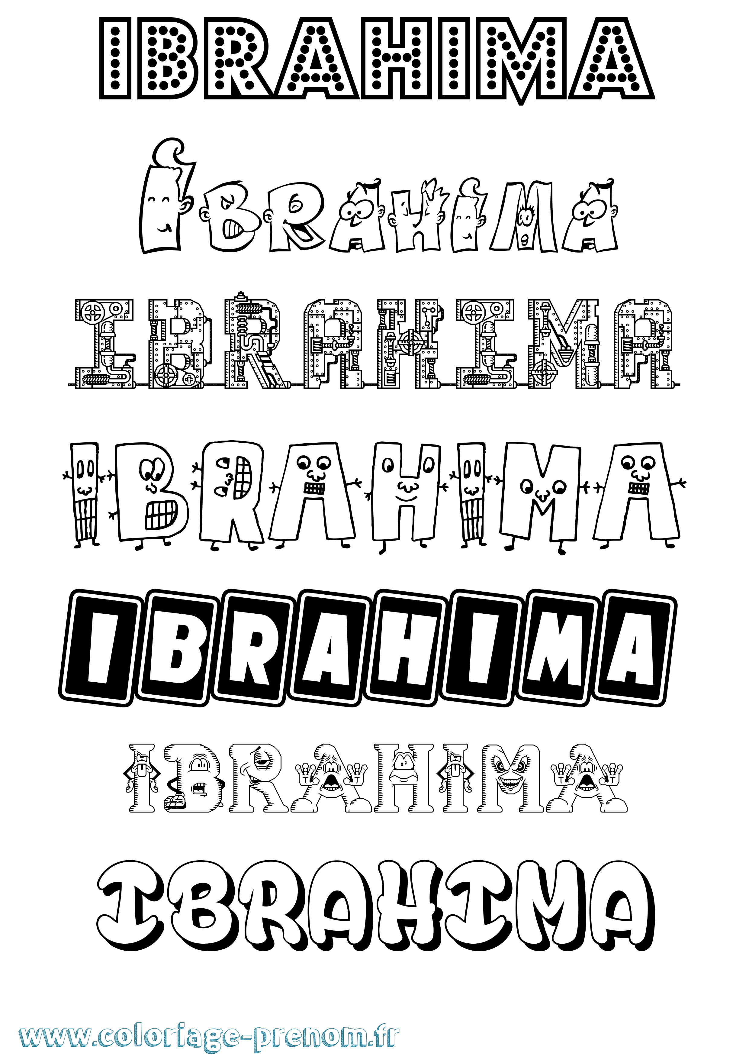 Coloriage prénom Ibrahima Fun