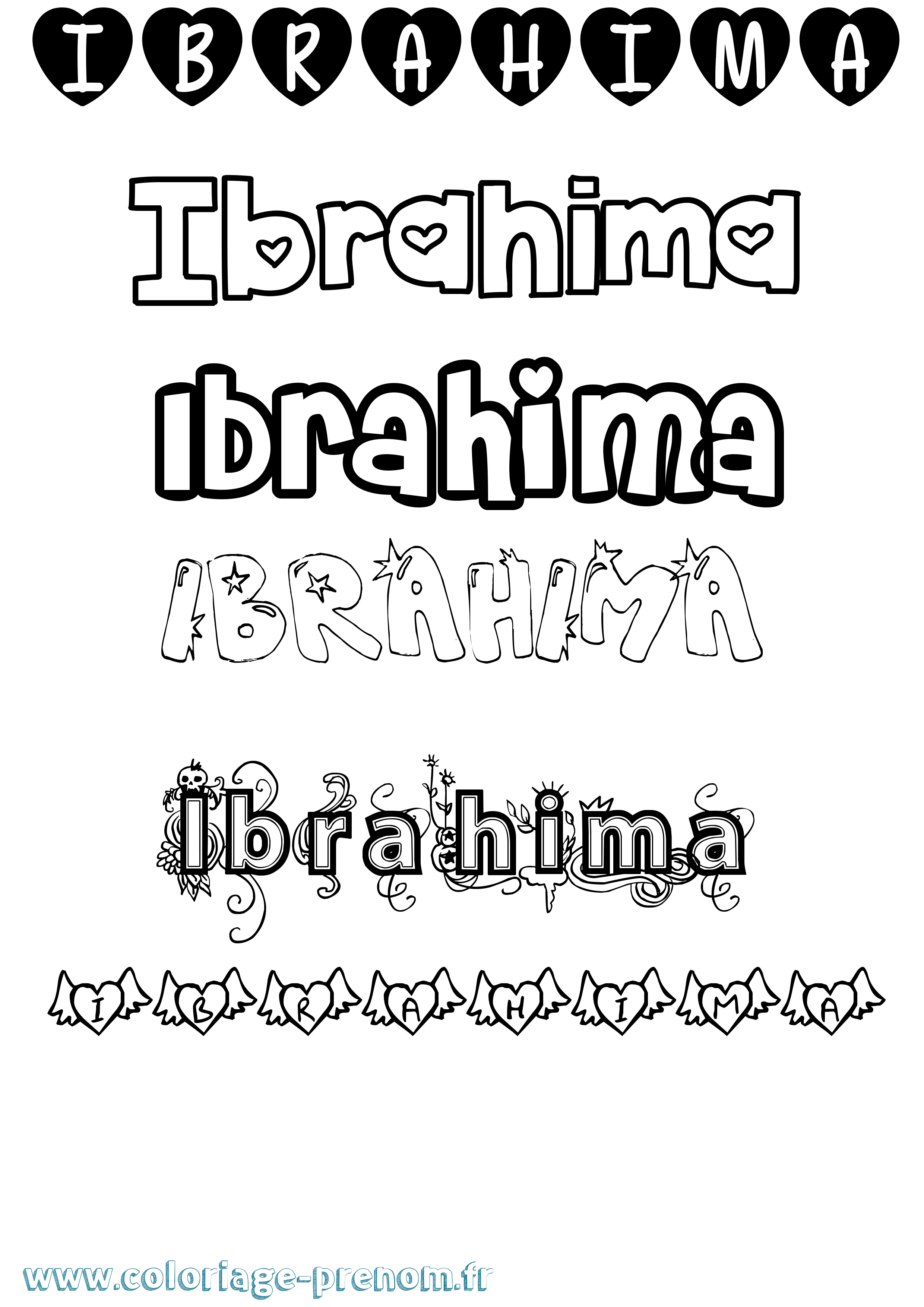 Coloriage Ibrahima Girly Coloriage prénom Ibrahima Girly