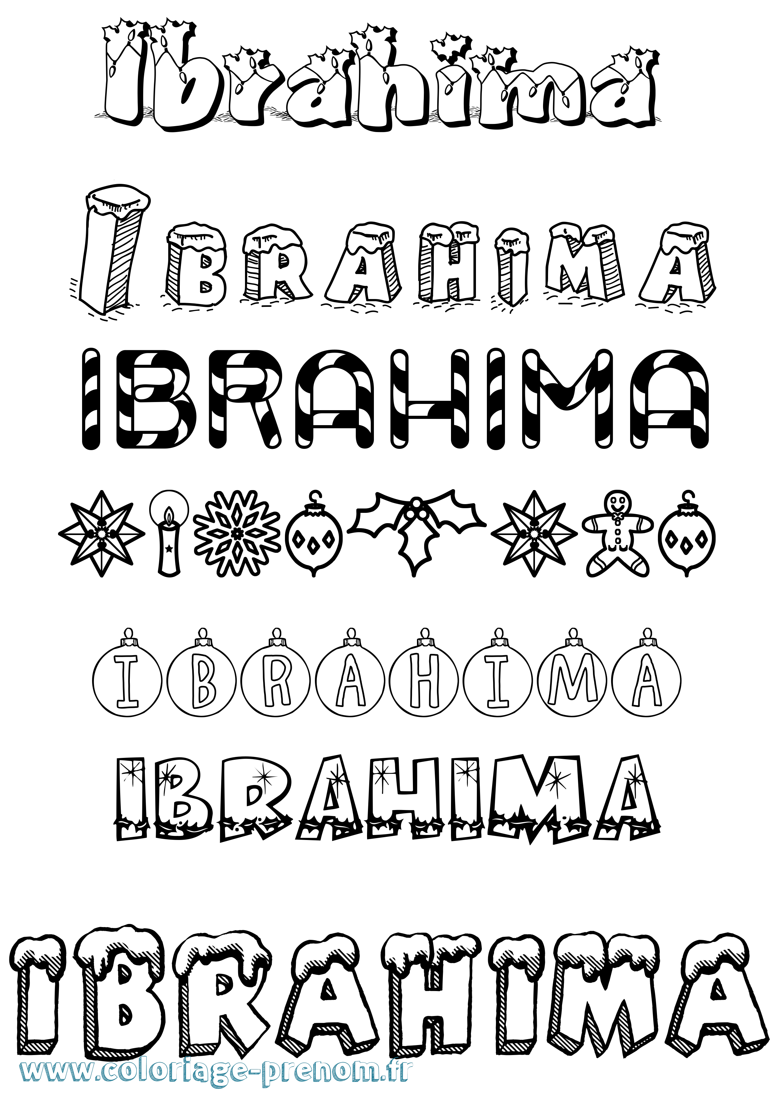 Coloriage prénom Ibrahima Noël