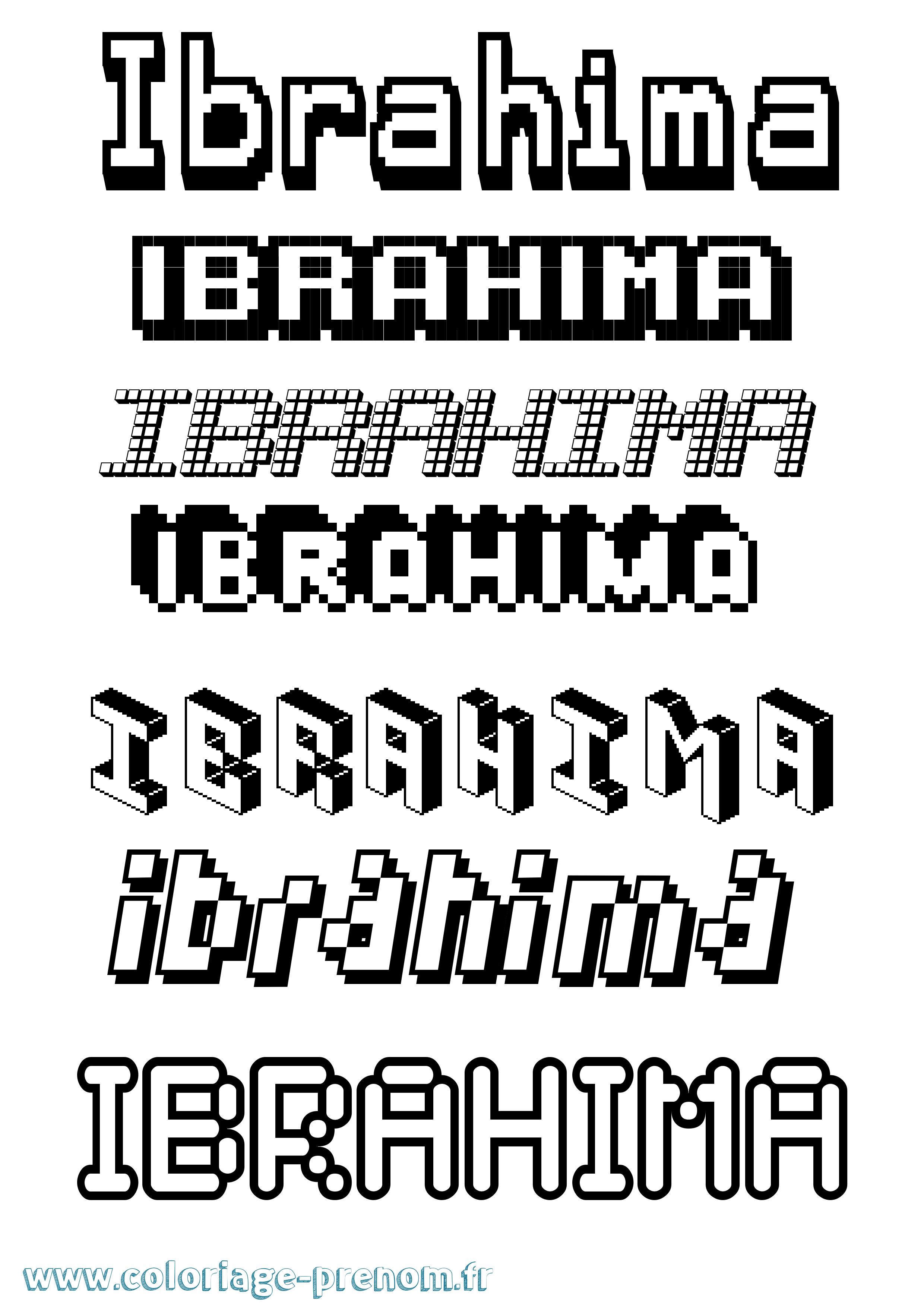 Coloriage prénom Ibrahima Pixel