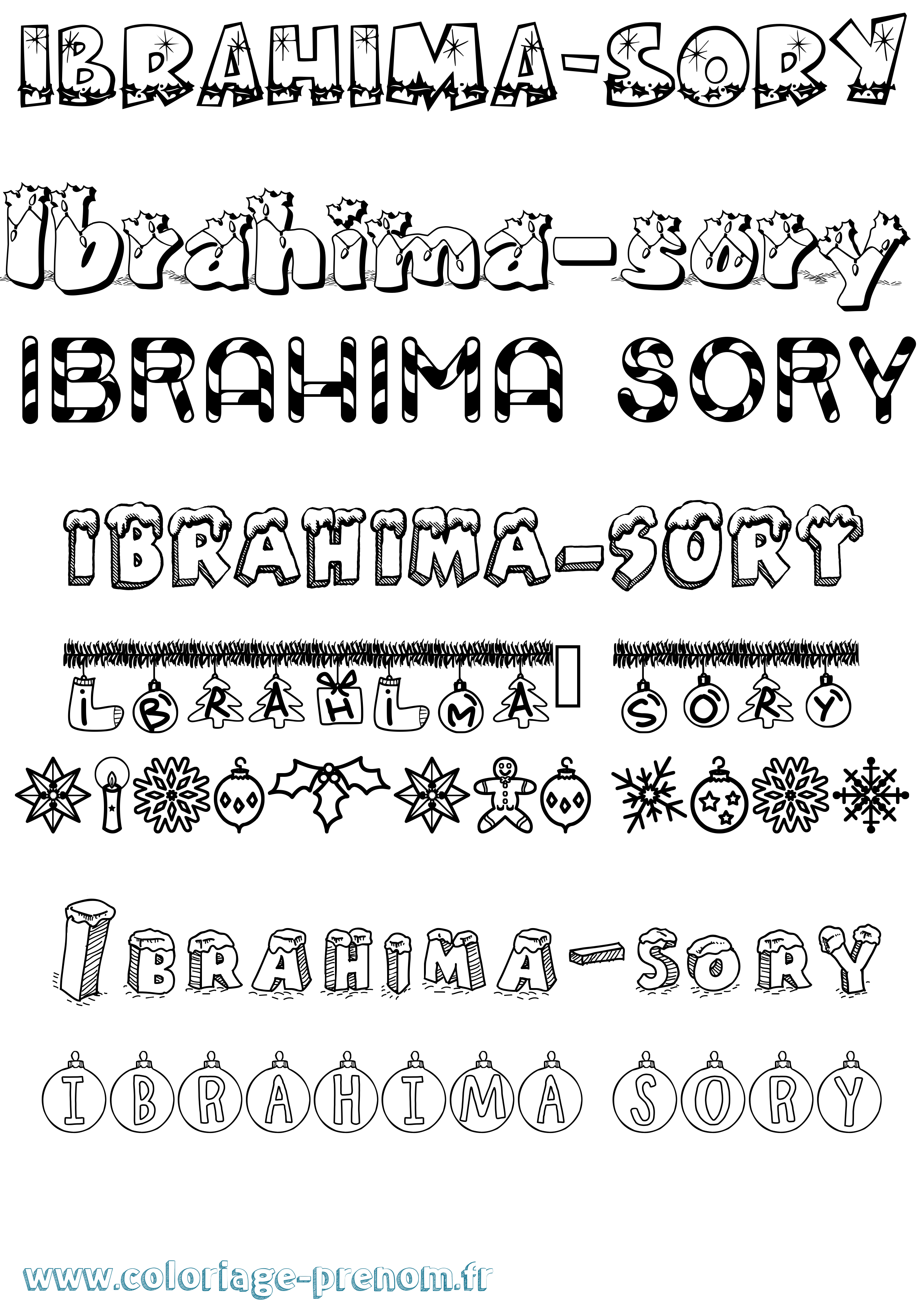 Coloriage Ibrahima-Sory Noël Coloriage prénom Ibrahima-Sory Noël
