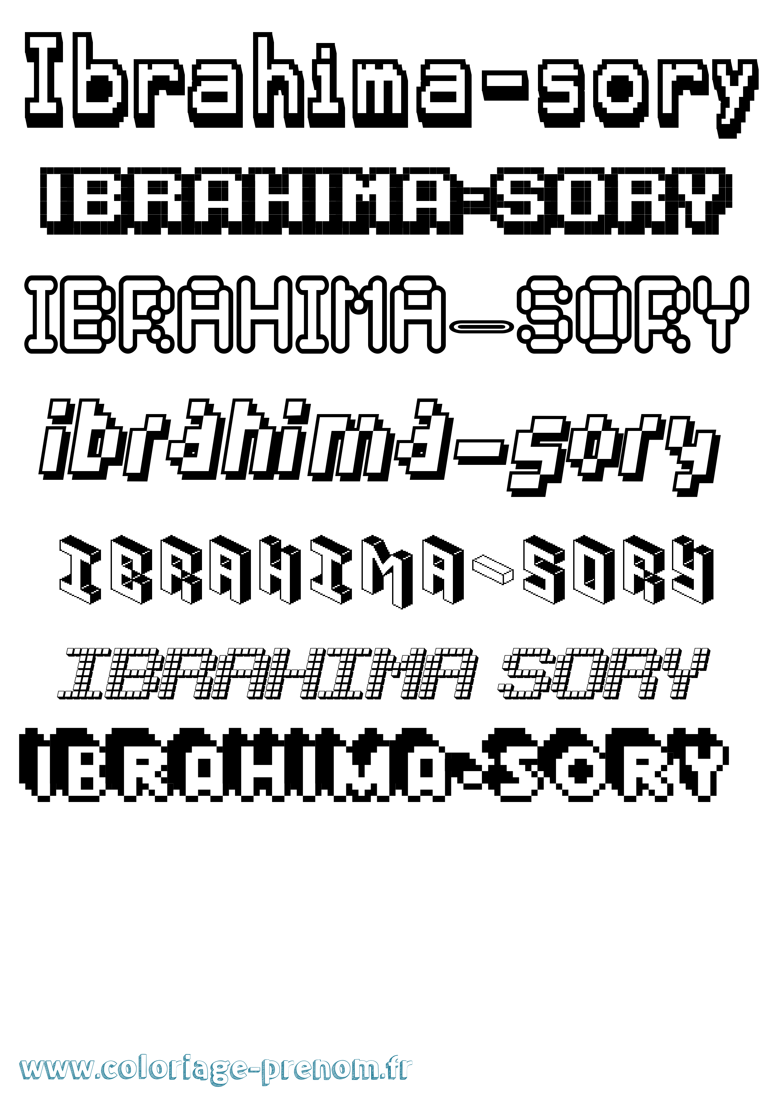 Coloriage Ibrahima-Sory Pixel Coloriage prénom Ibrahima-Sory Pixel