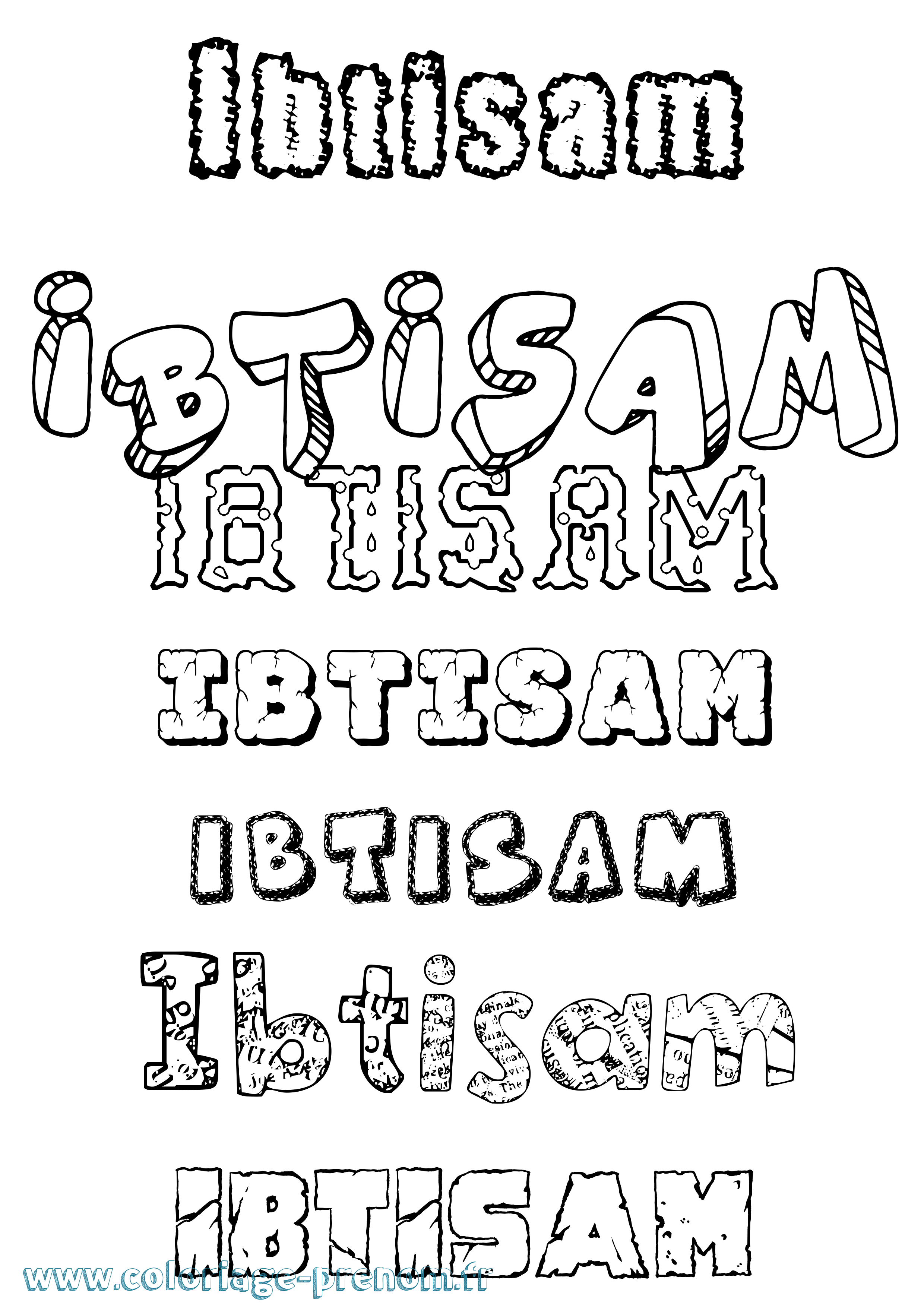 Coloriage prénom Ibtisam Destructuré