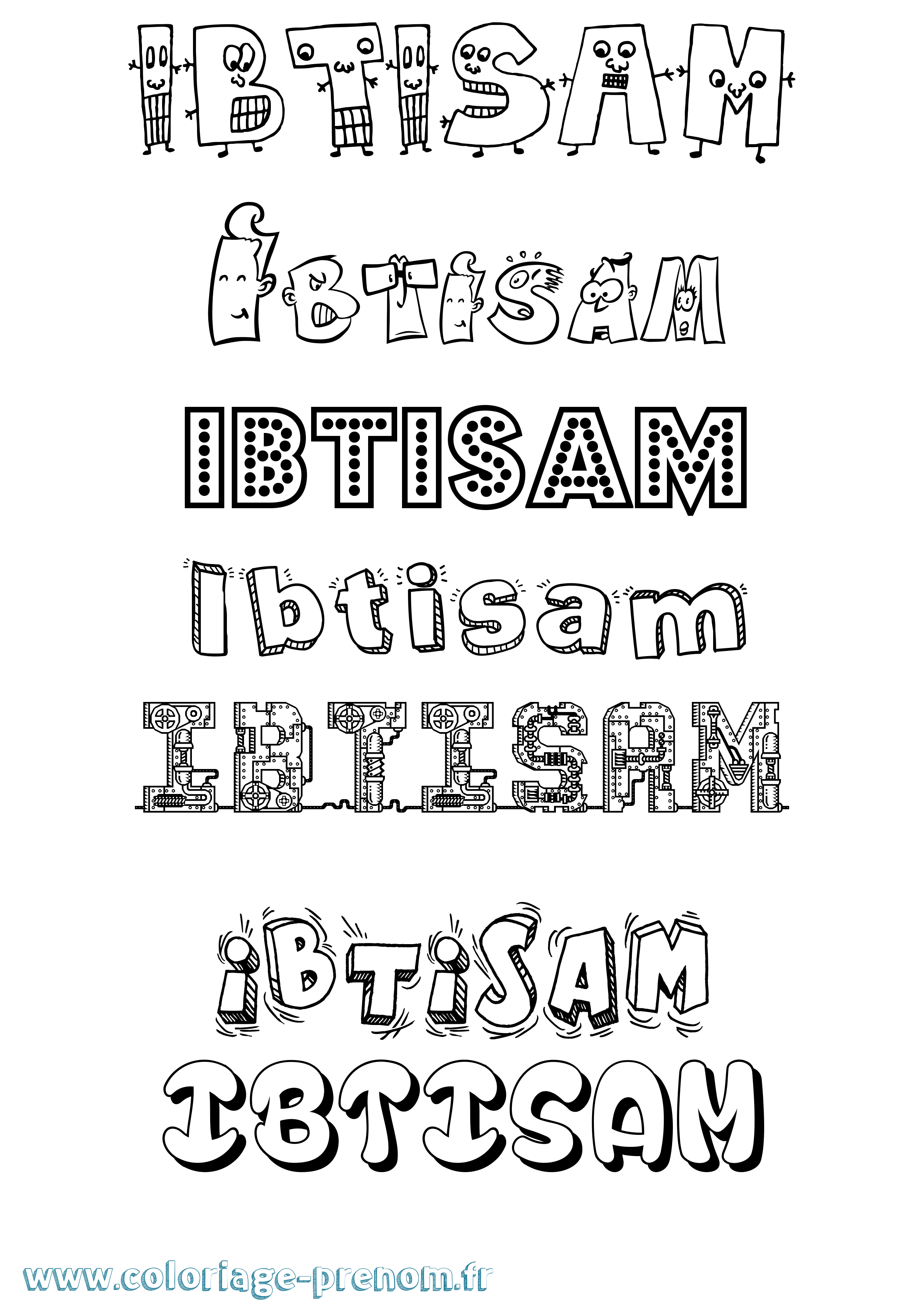 Coloriage prénom Ibtisam Fun