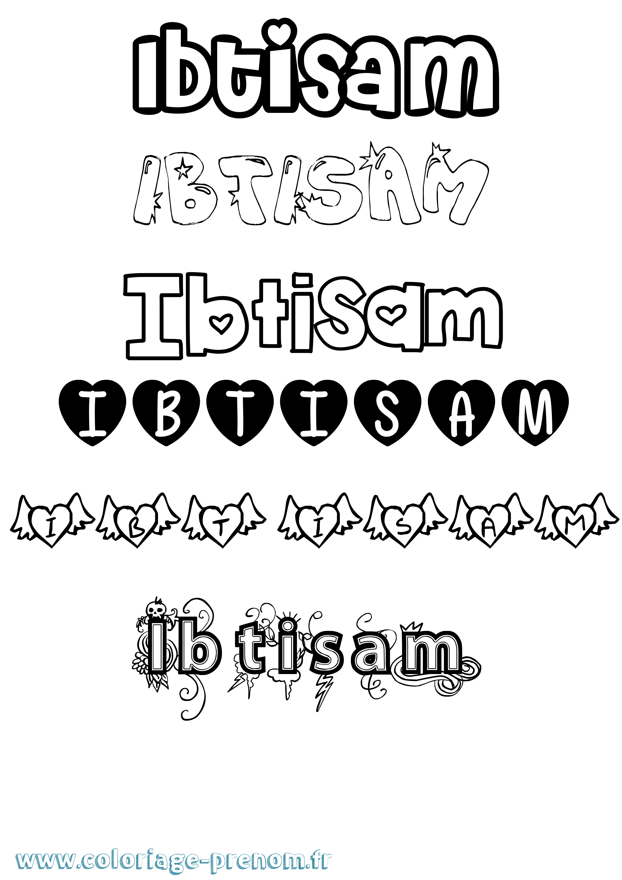 Coloriage prénom Ibtisam Girly