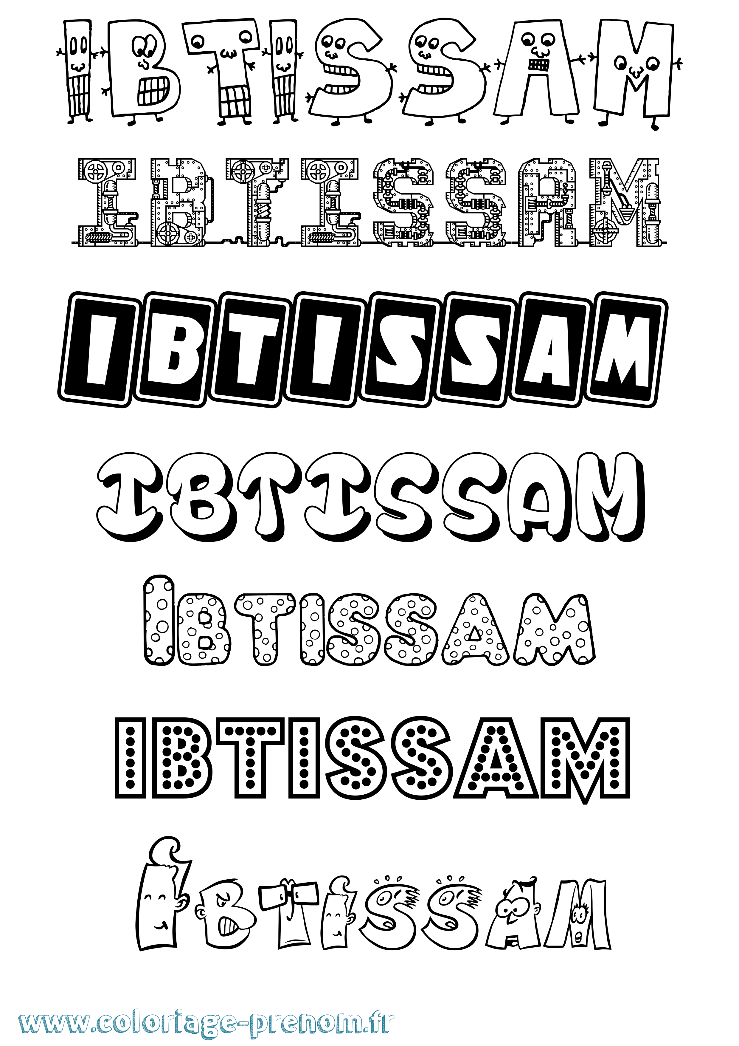 Coloriage prénom Ibtissam Fun