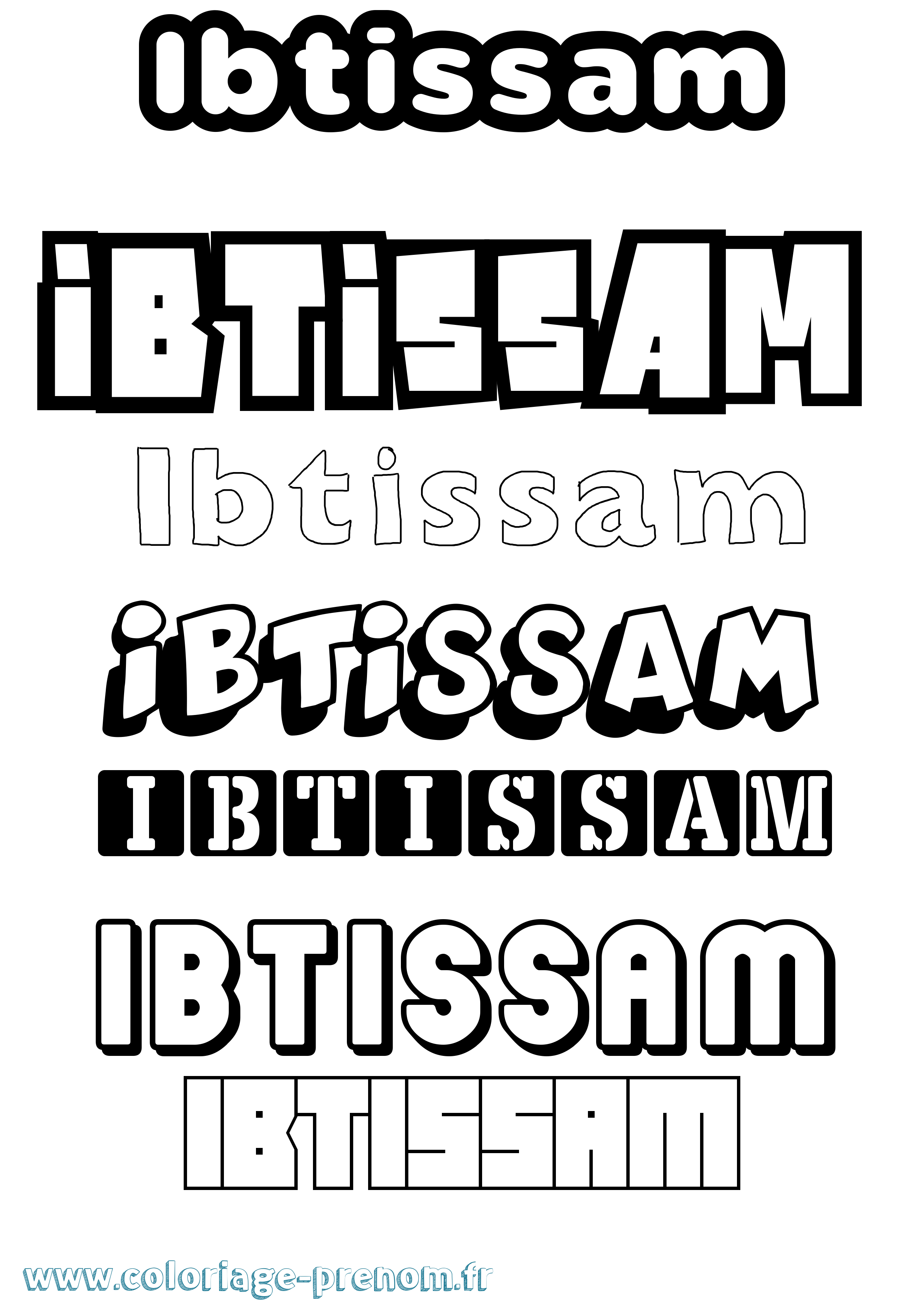 Coloriage prénom Ibtissam Simple