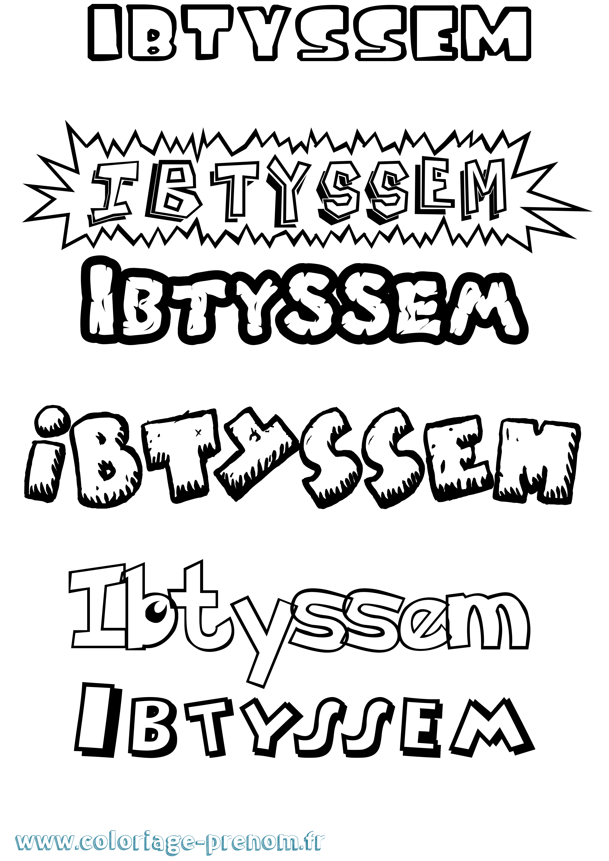 Coloriage Ibtyssem Dessin Animé Coloriage prénom Ibtyssem Dessin Animé