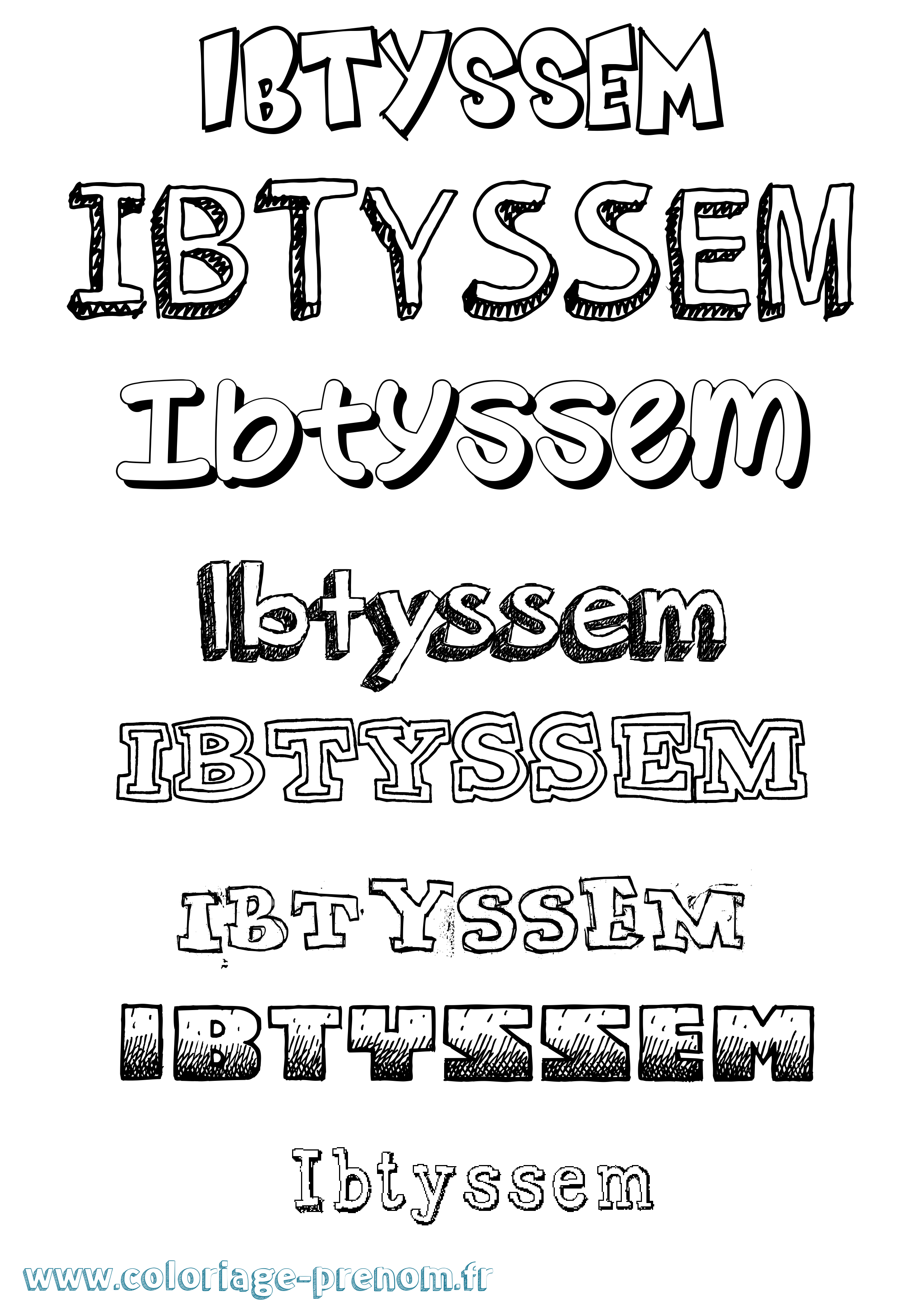 Coloriage Ibtyssem Dessiné Coloriage prénom Ibtyssem Dessiné