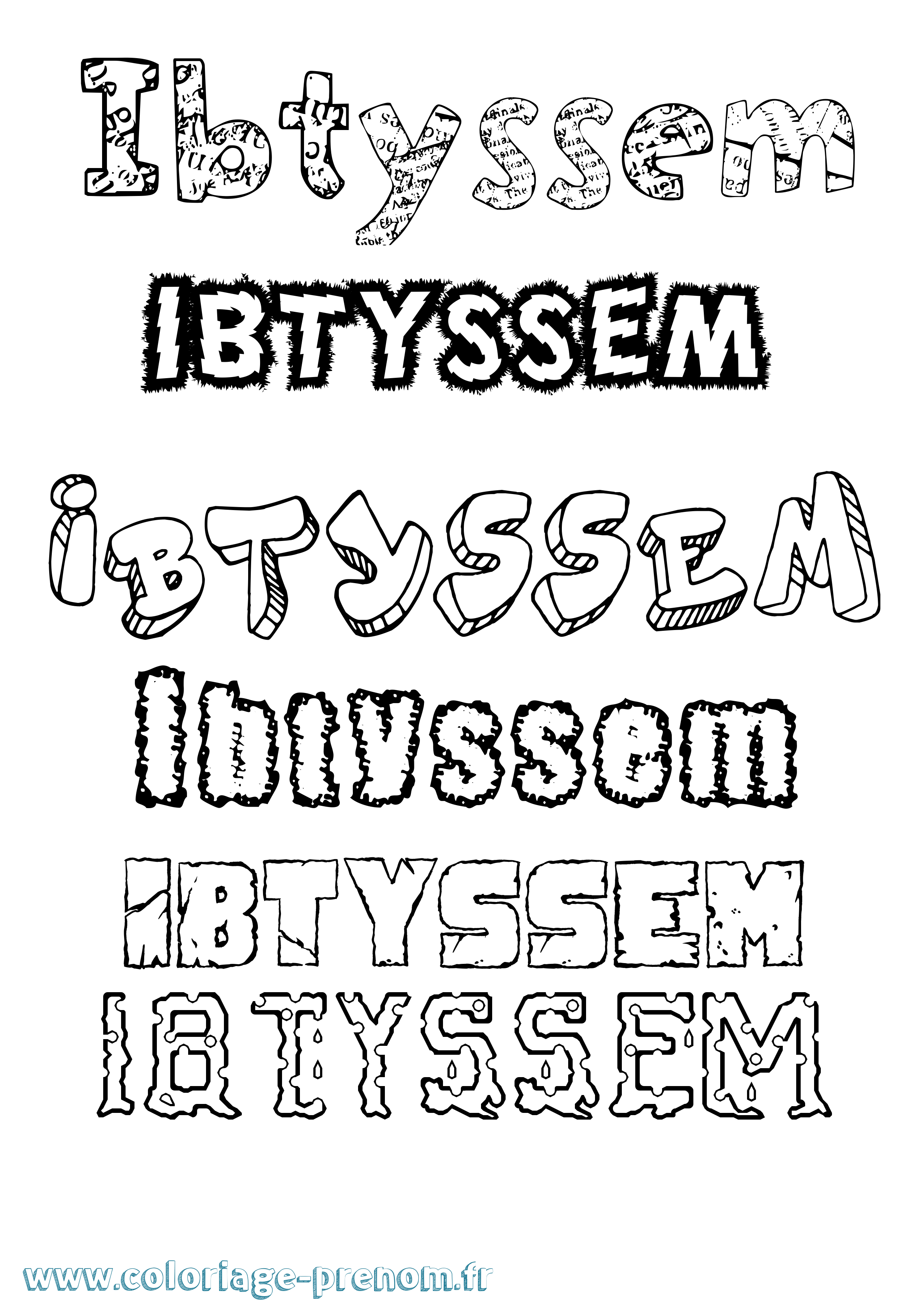 Coloriage Ibtyssem Destructuré Coloriage prénom Ibtyssem Destructuré