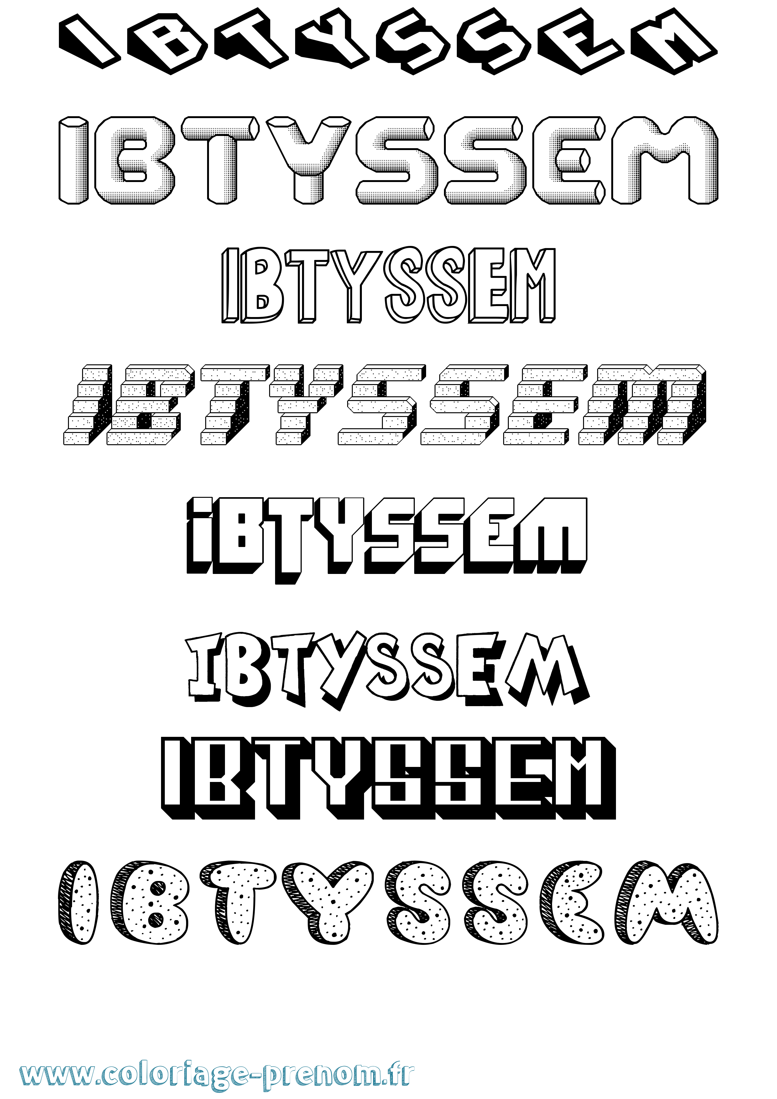 Coloriage Ibtyssem Effet 3D Coloriage prénom Ibtyssem Effet 3D