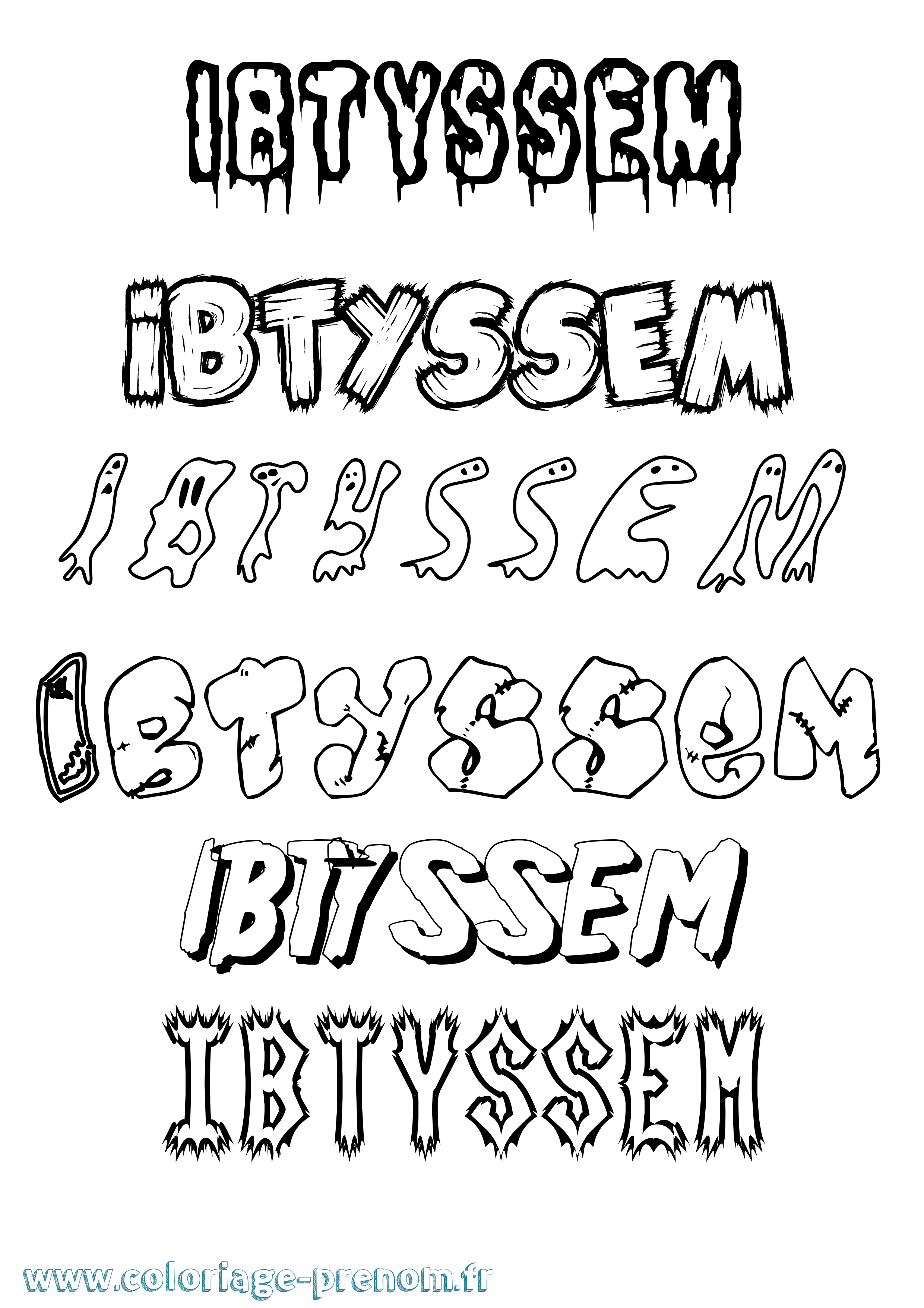 Coloriage Ibtyssem Frisson Coloriage prénom Ibtyssem Frisson