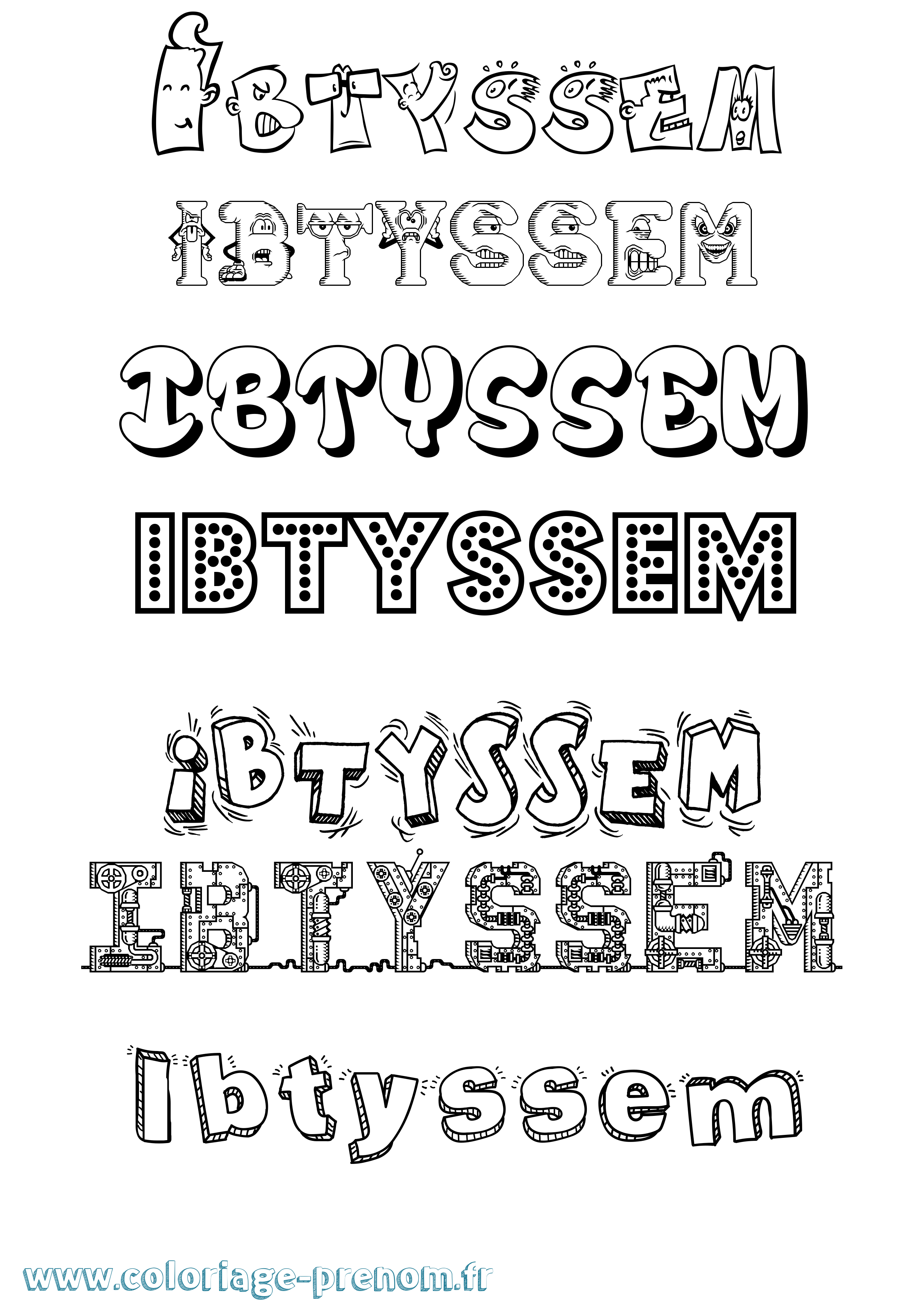 Coloriage Ibtyssem Fun Coloriage prénom Ibtyssem Fun