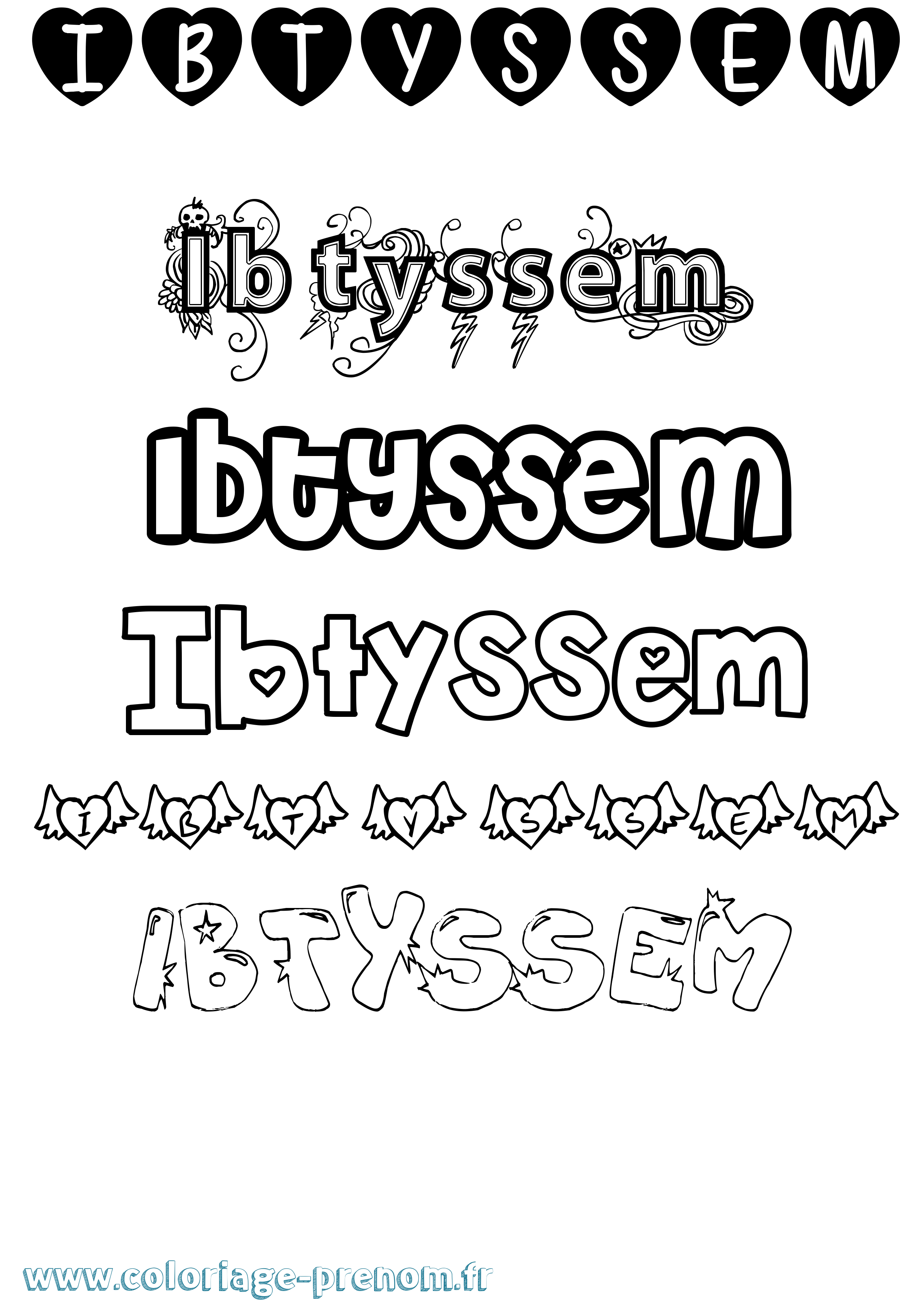 Coloriage Ibtyssem Girly Coloriage prénom Ibtyssem Girly