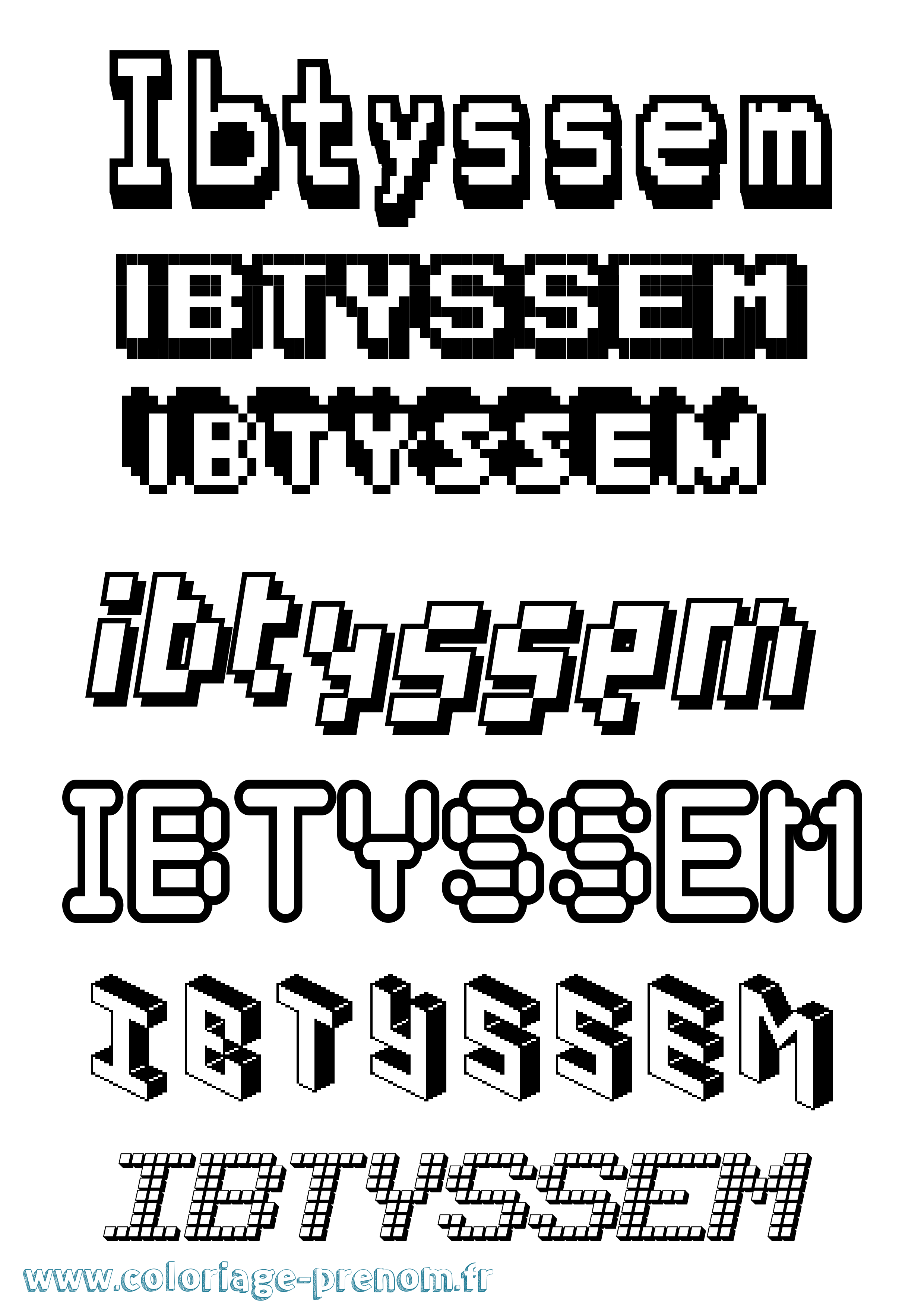 Coloriage Ibtyssem Pixel Coloriage prénom Ibtyssem Pixel