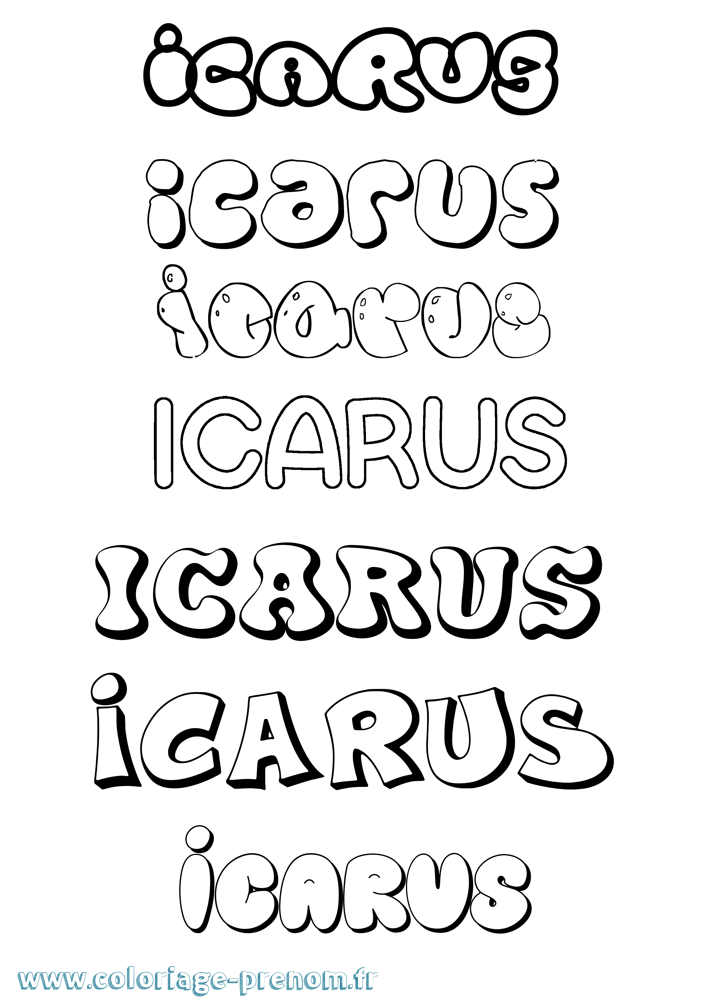 Coloriage prénom Icarus Bubble