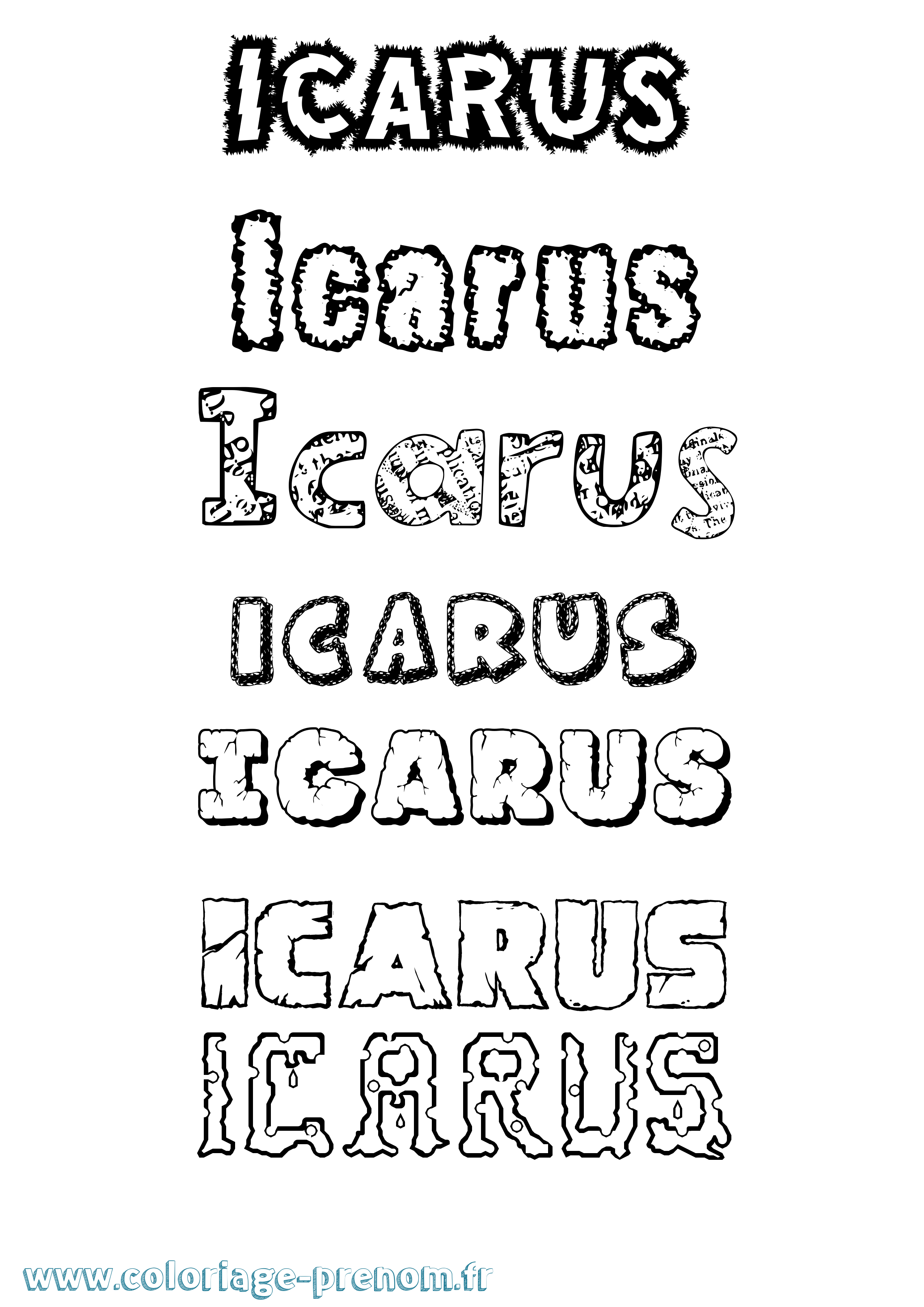 Coloriage Icarus Destructuré Coloriage prénom Icarus Destructuré