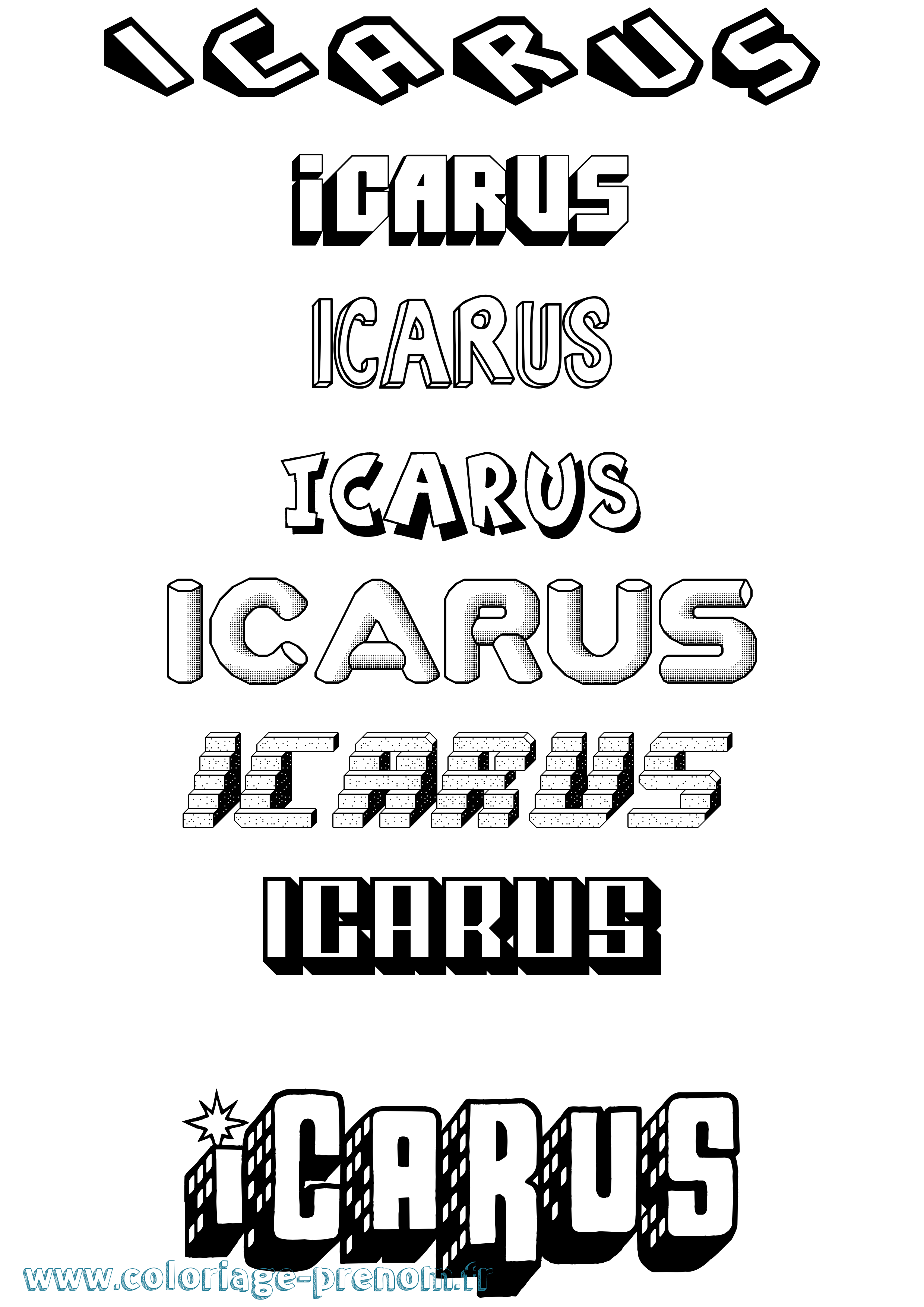 Coloriage prénom Icarus Effet 3D