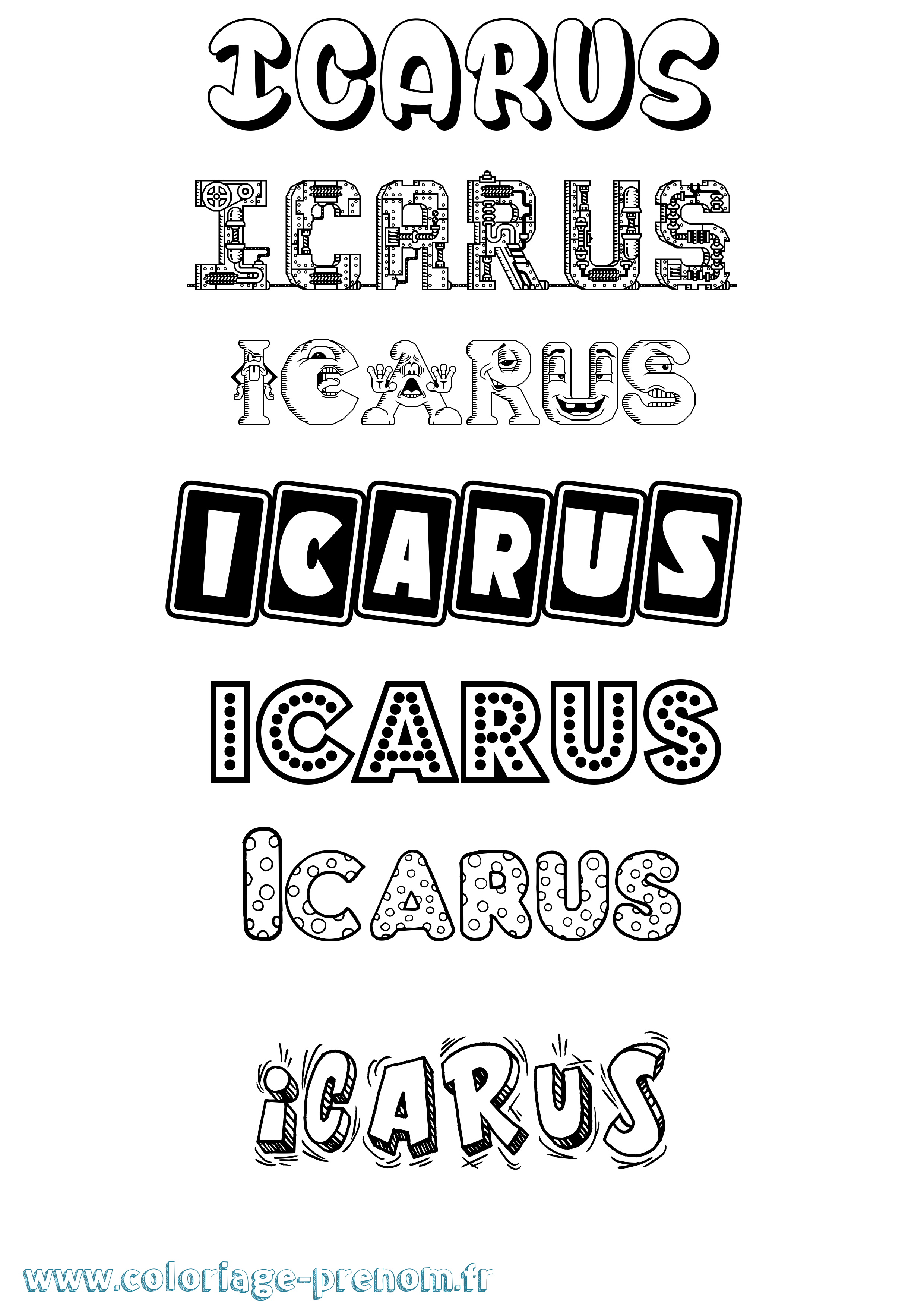 Coloriage prénom Icarus Fun