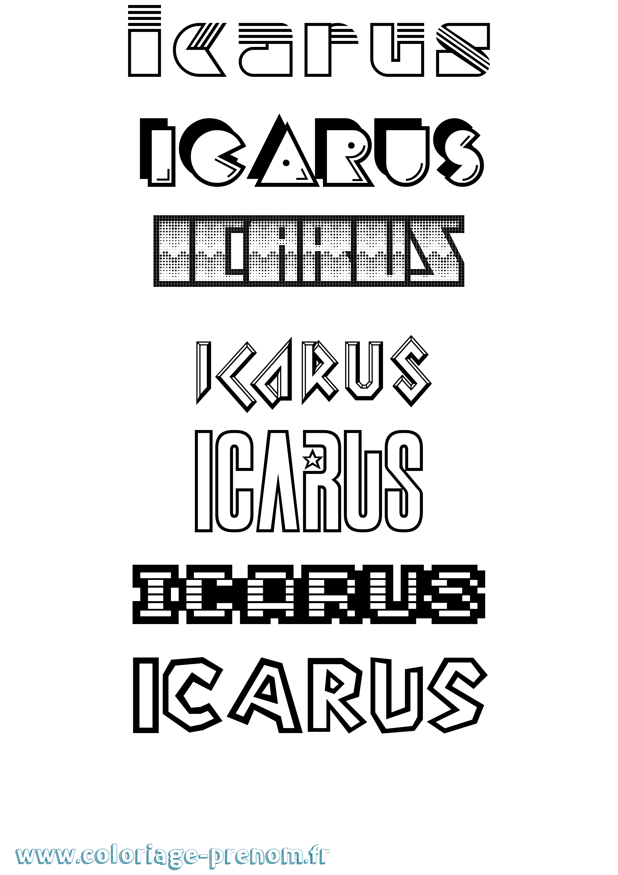 Coloriage prénom Icarus Jeux Vidéos