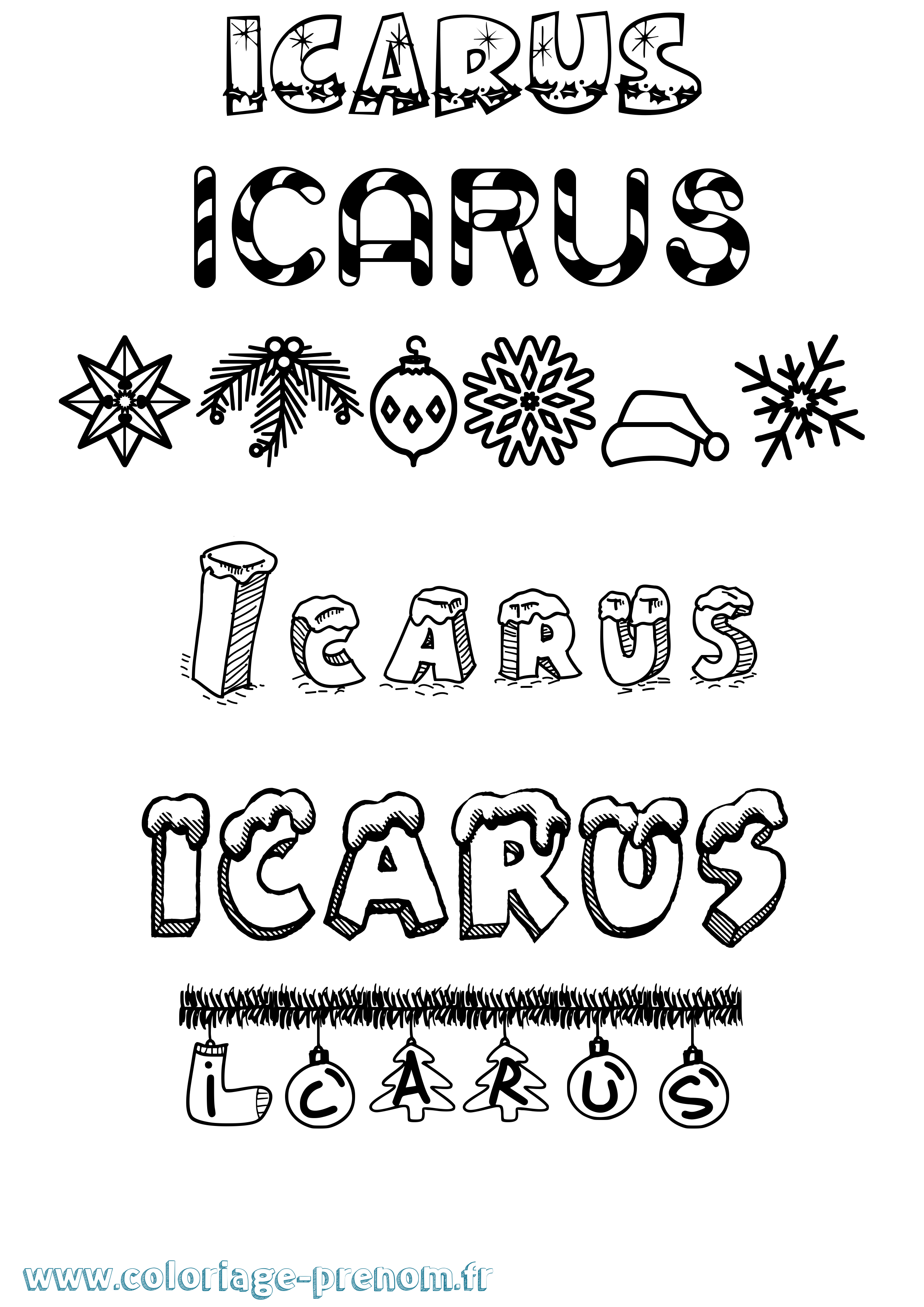 Coloriage Icarus Noël Coloriage prénom Icarus Noël