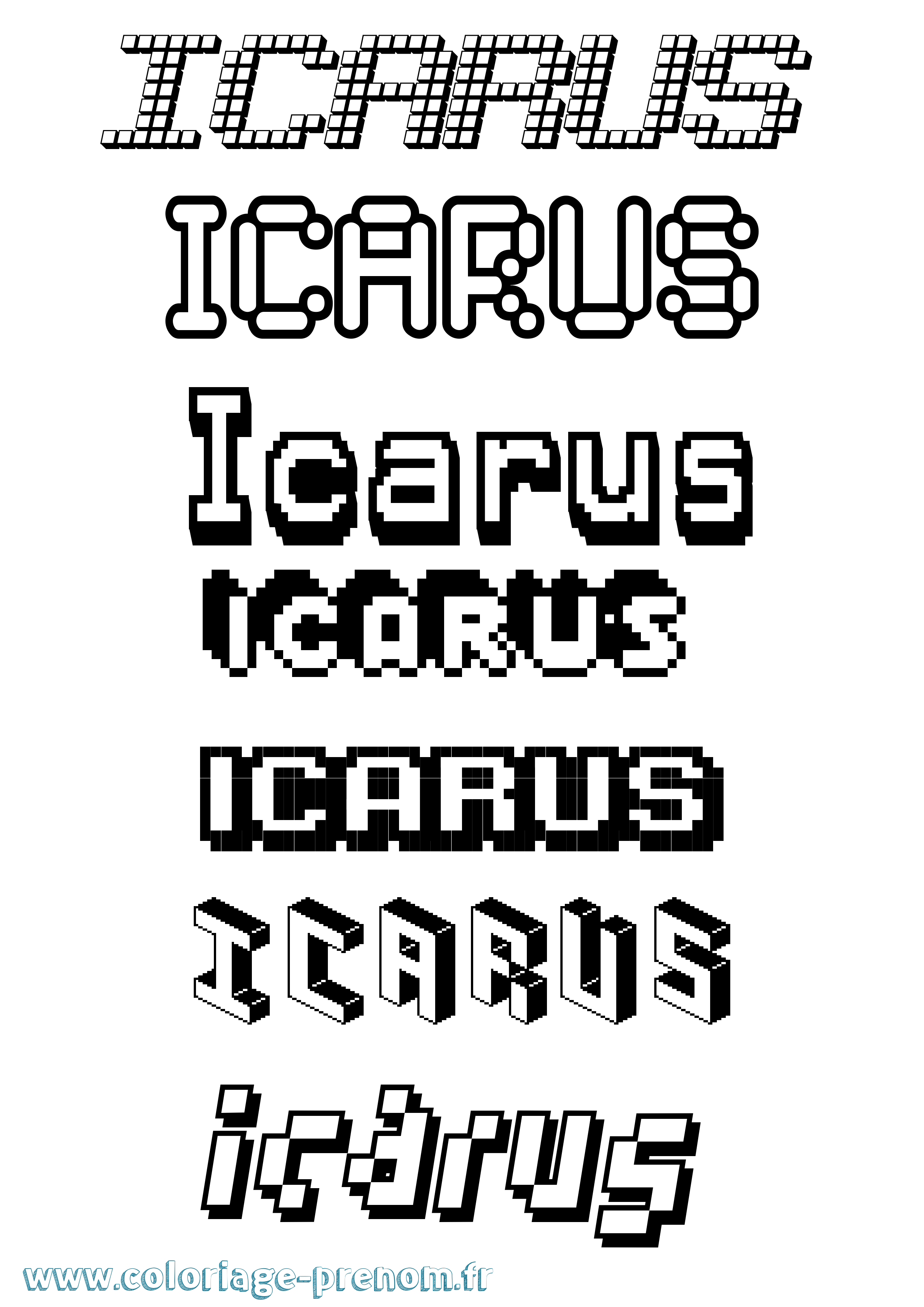 Coloriage prénom Icarus Pixel