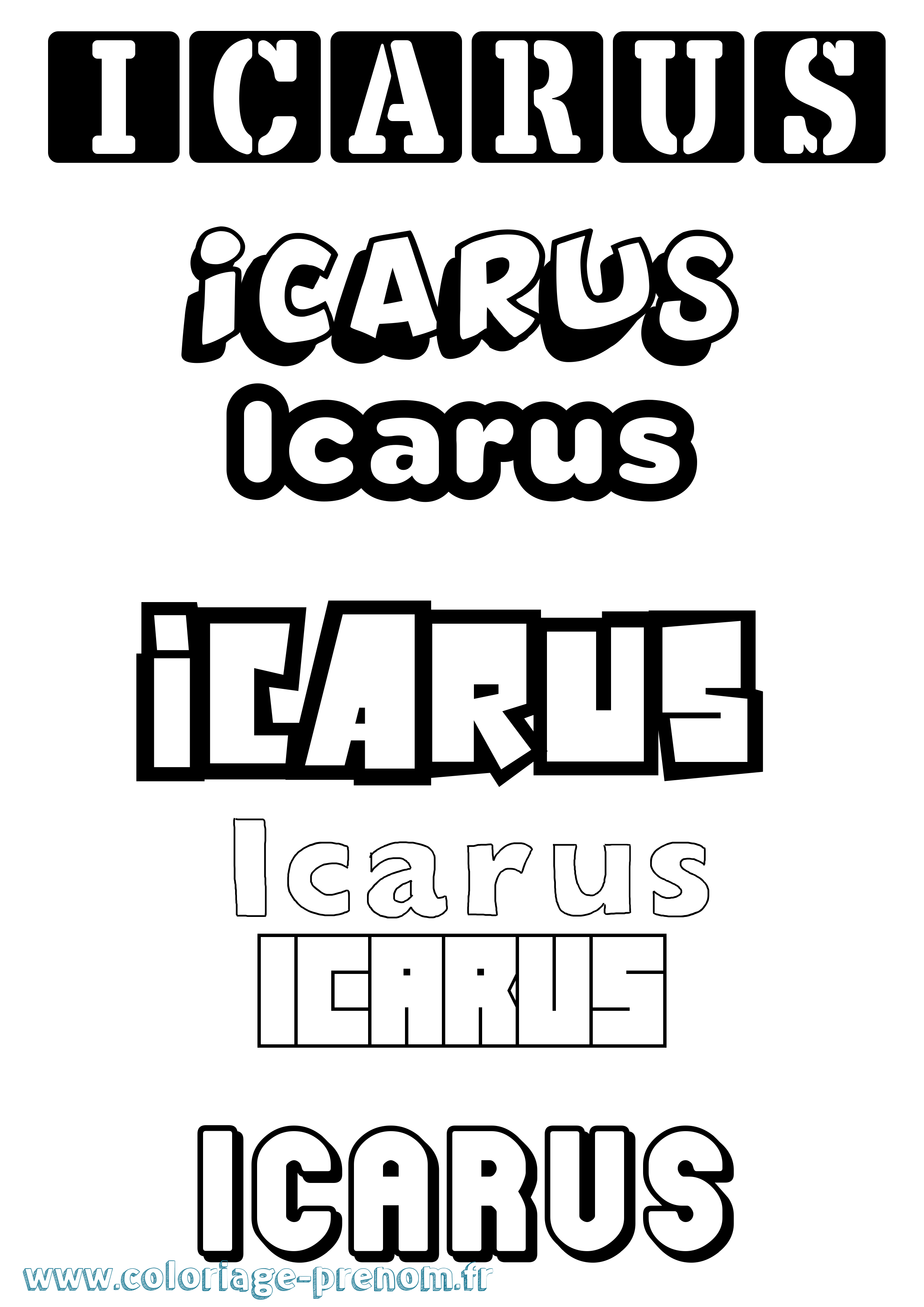 Coloriage prénom Icarus Simple