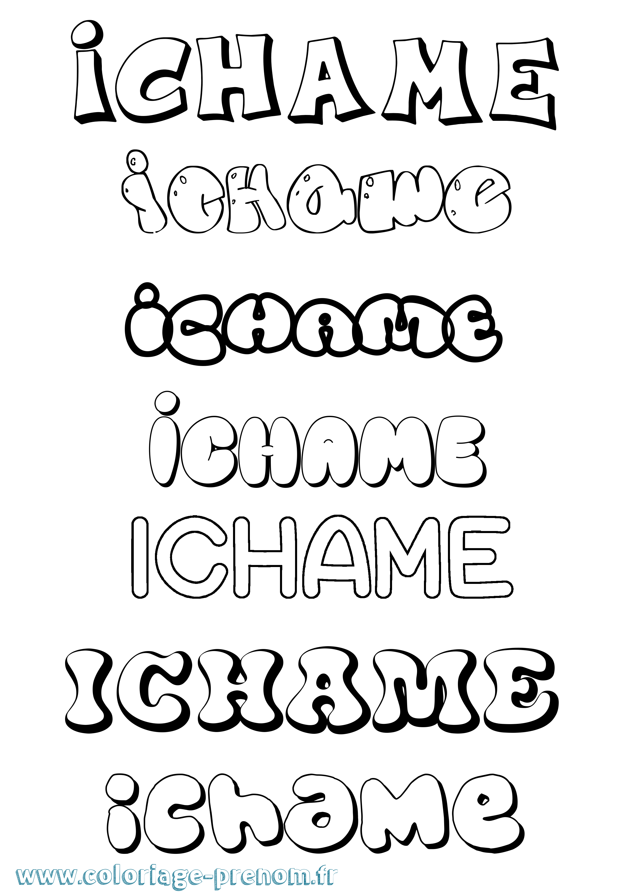 Coloriage Ichame Bubble Coloriage prénom Ichame Bubble