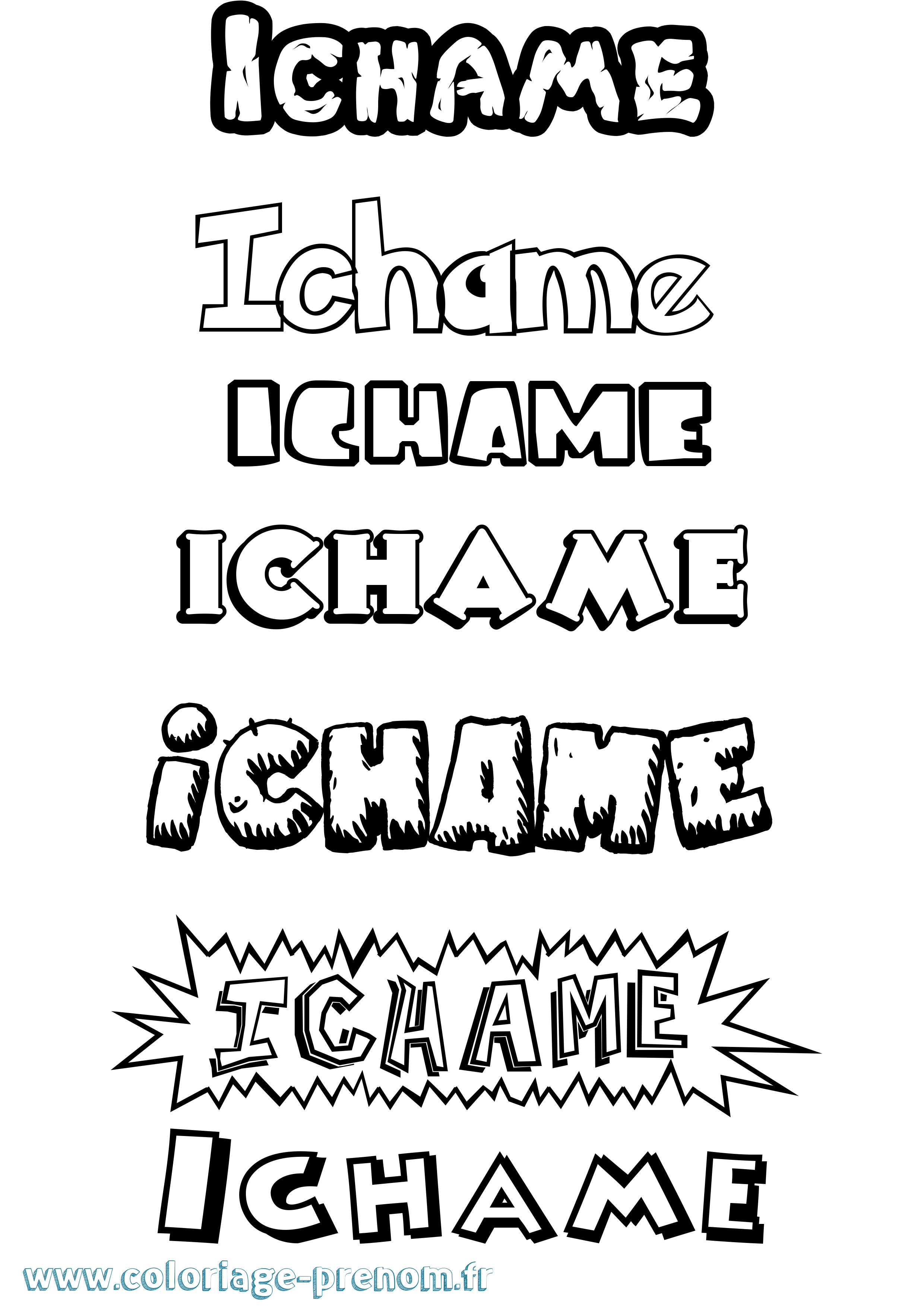 Coloriage Ichame Dessin Animé Coloriage prénom Ichame Dessin Animé