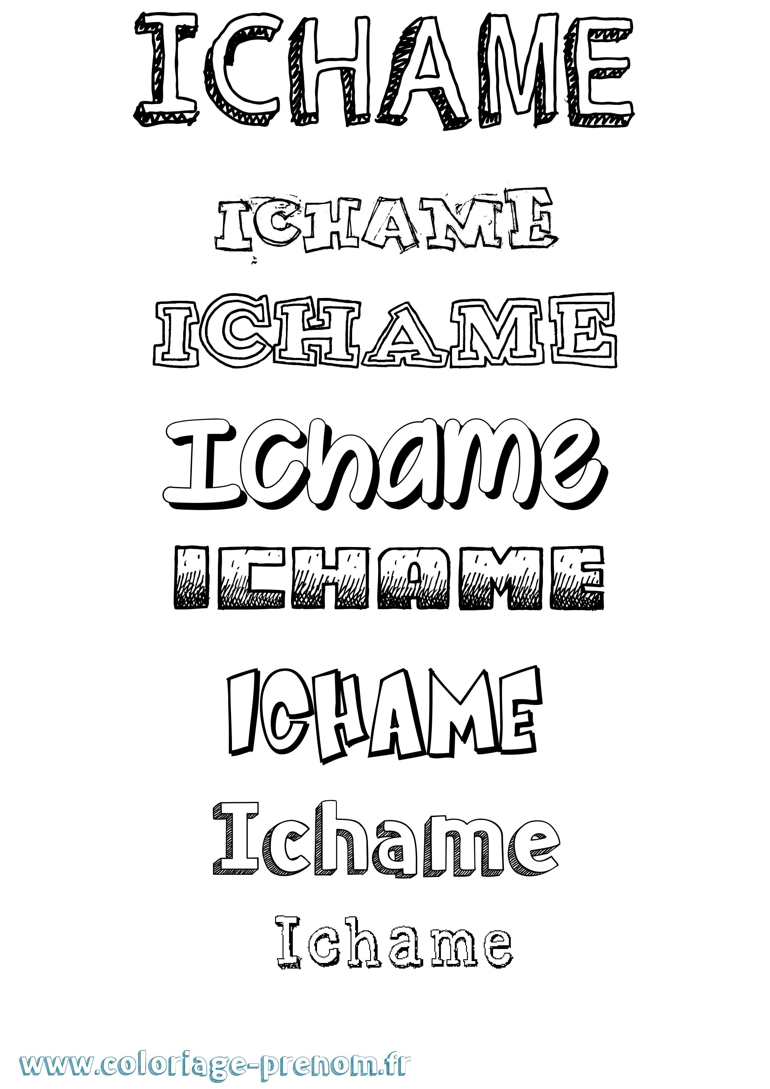 Coloriage Ichame Dessiné Coloriage prénom Ichame Dessiné