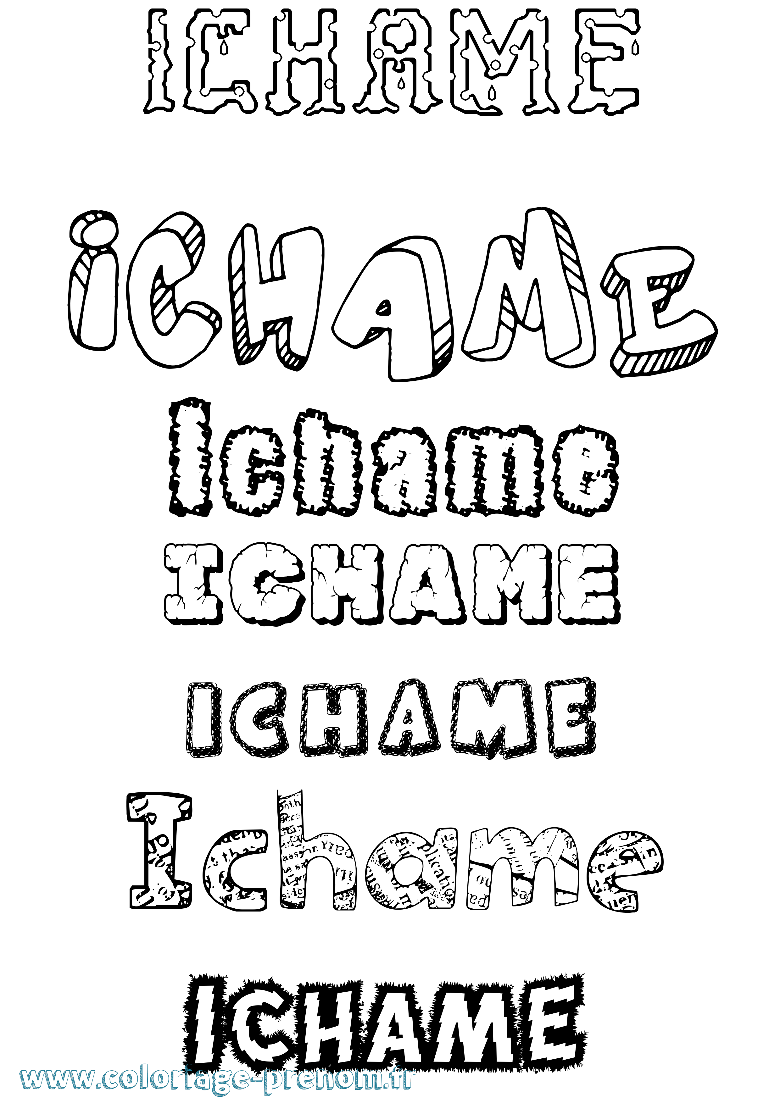 Coloriage Ichame Destructuré Coloriage prénom Ichame Destructuré