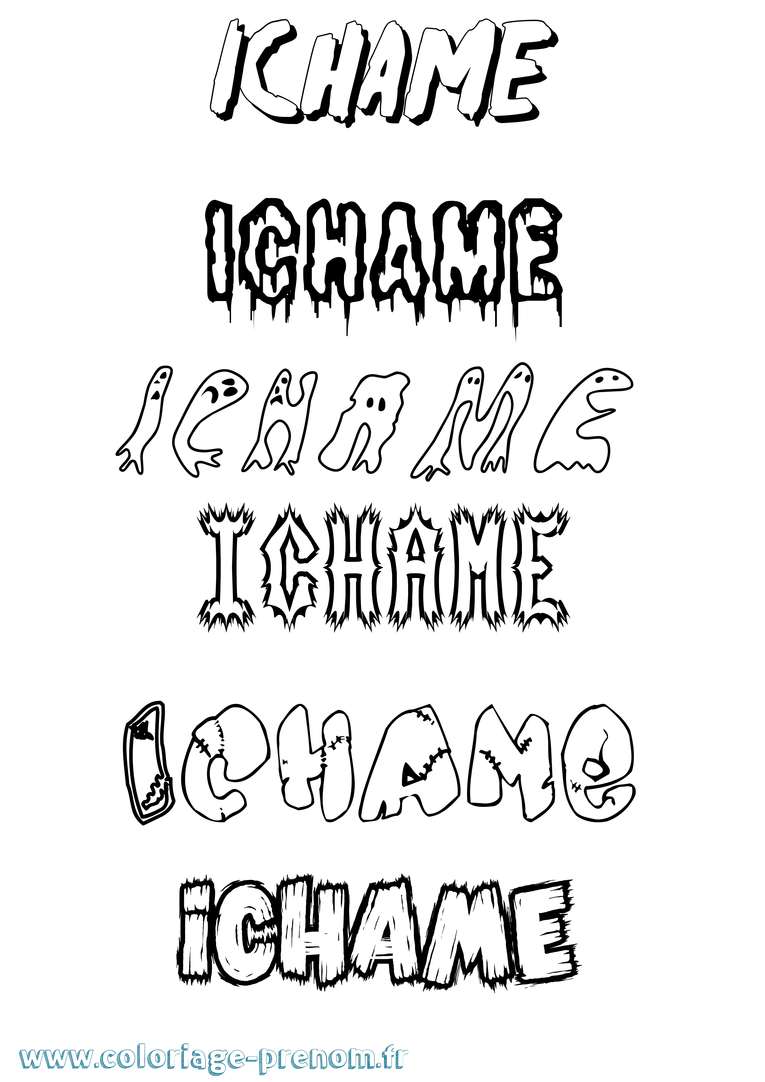 Coloriage Ichame Frisson Coloriage prénom Ichame Frisson