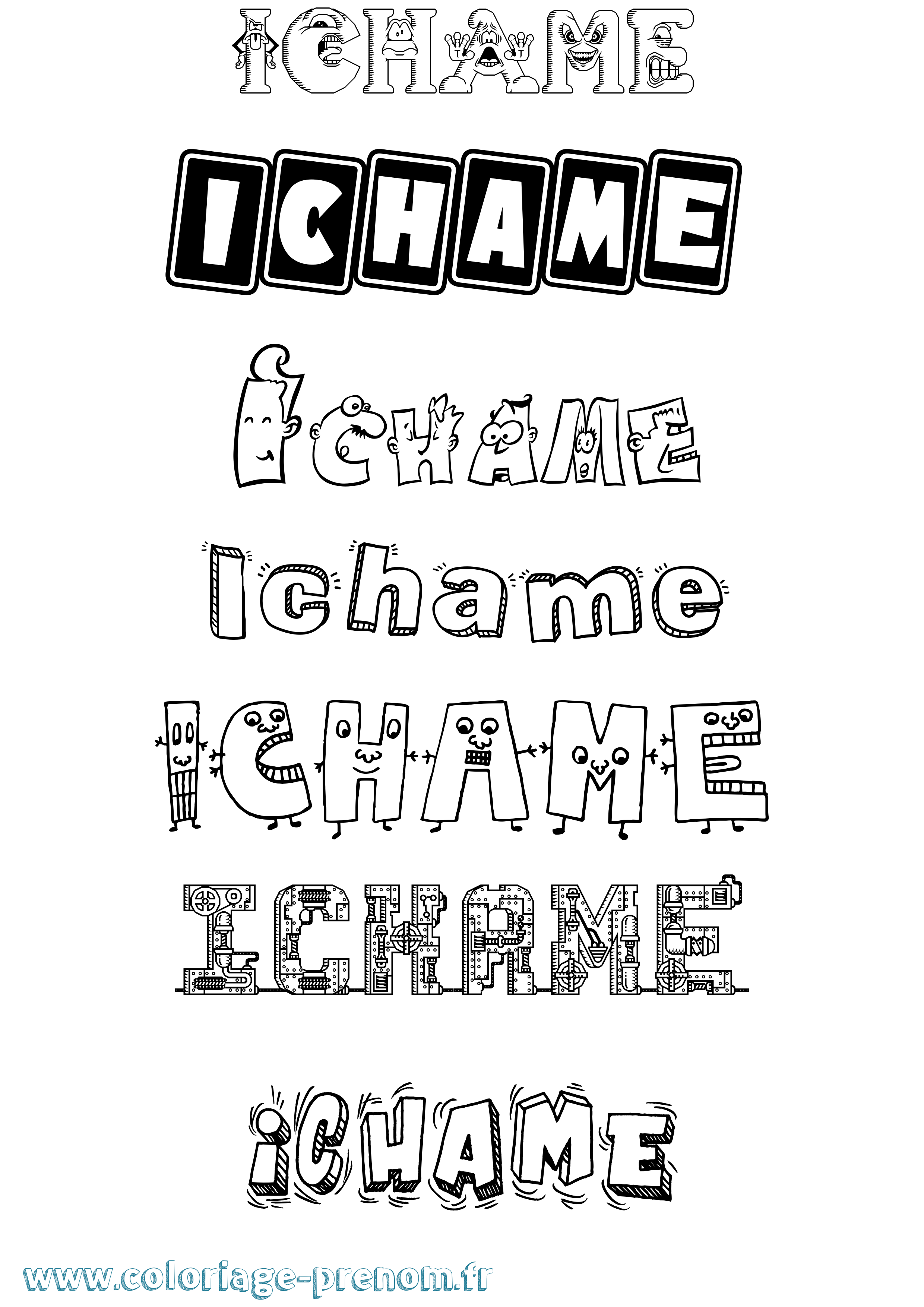 Coloriage Ichame Fun Coloriage prénom Ichame Fun