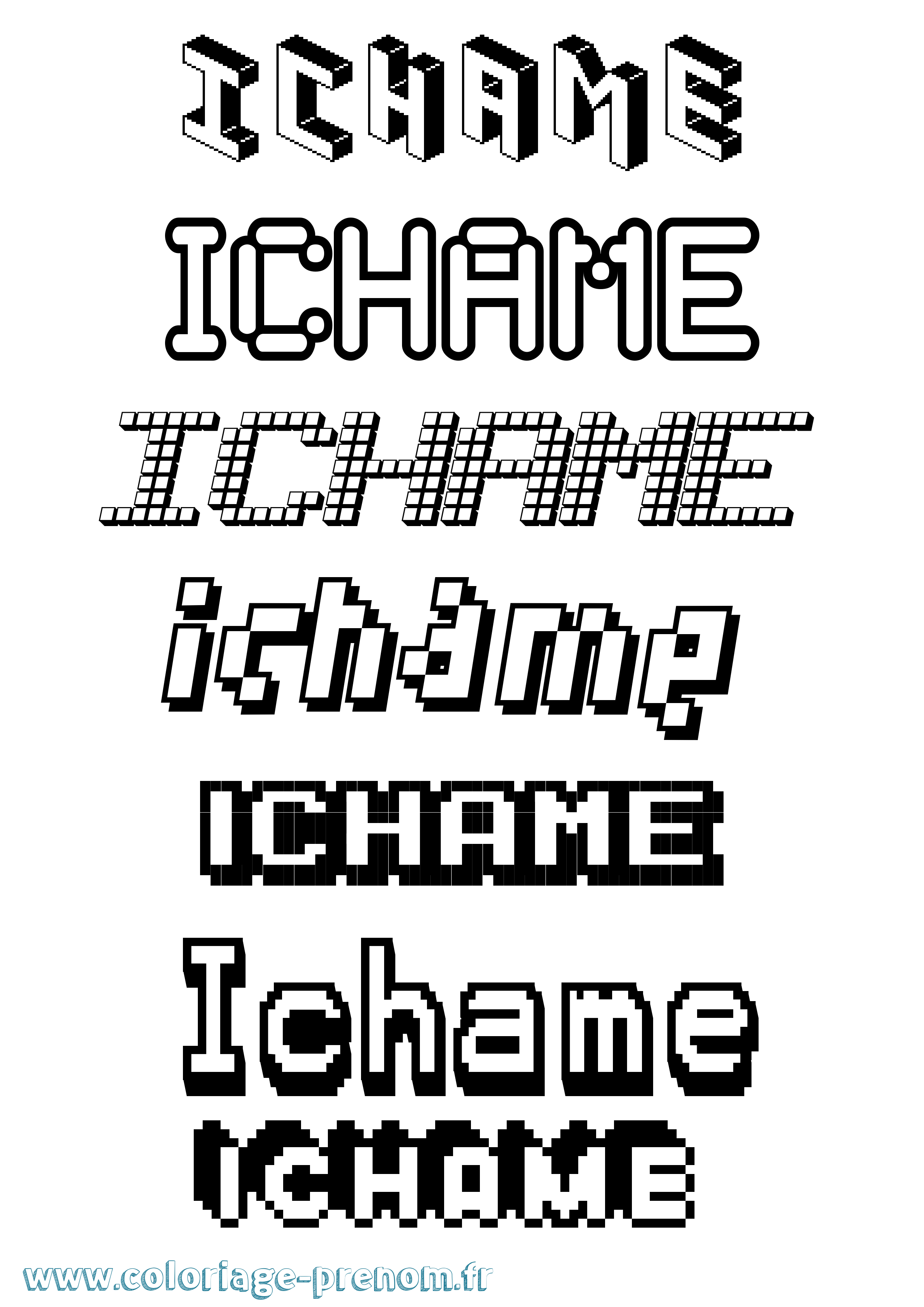 Coloriage Ichame Pixel Coloriage prénom Ichame Pixel
