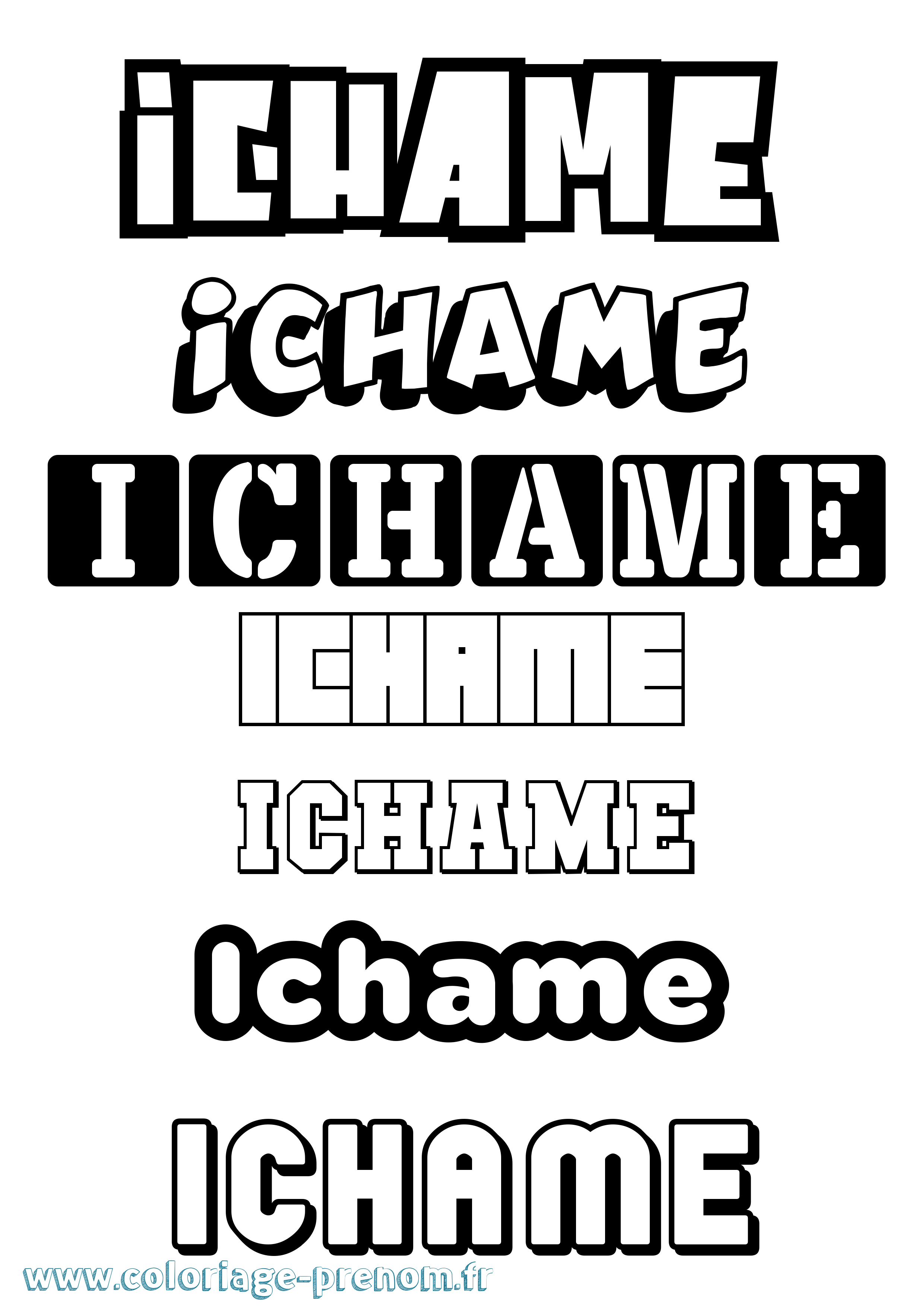 Coloriage Ichame Simple Coloriage prénom Ichame Simple