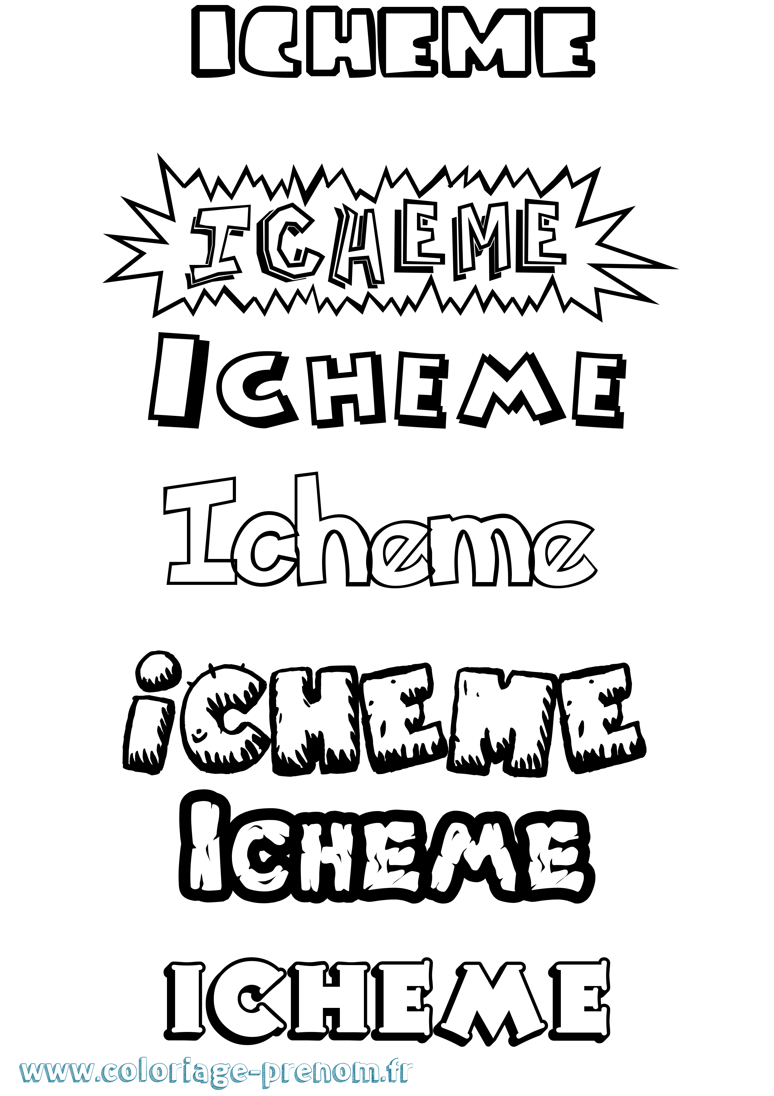 Coloriage Icheme Dessin Animé Coloriage prénom Icheme Dessin Animé