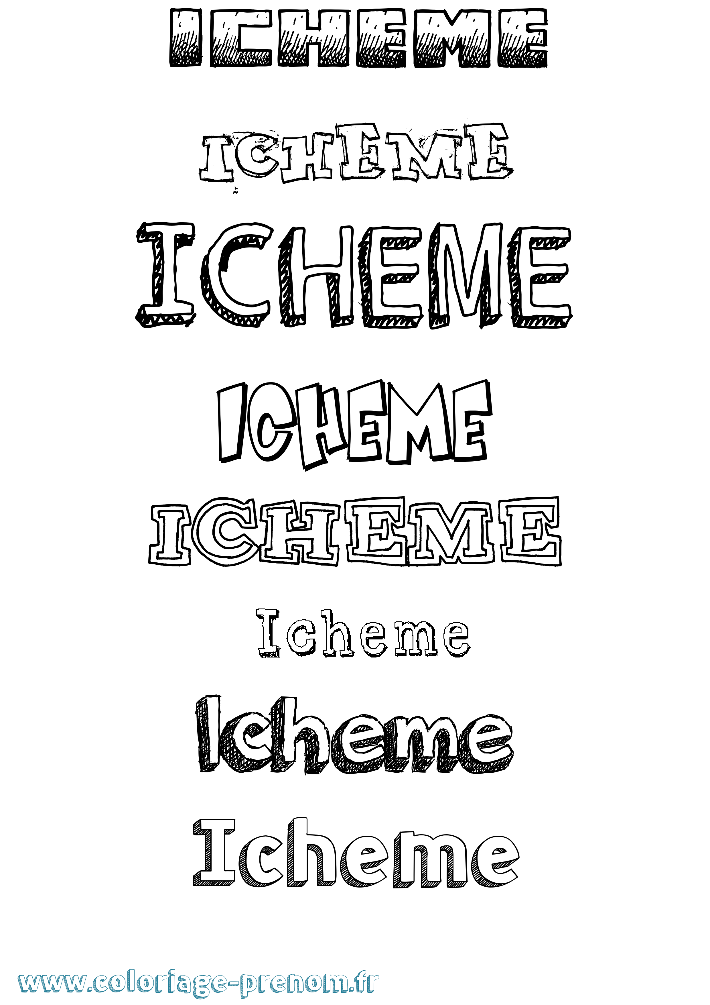 Coloriage Icheme Dessiné Coloriage prénom Icheme Dessiné