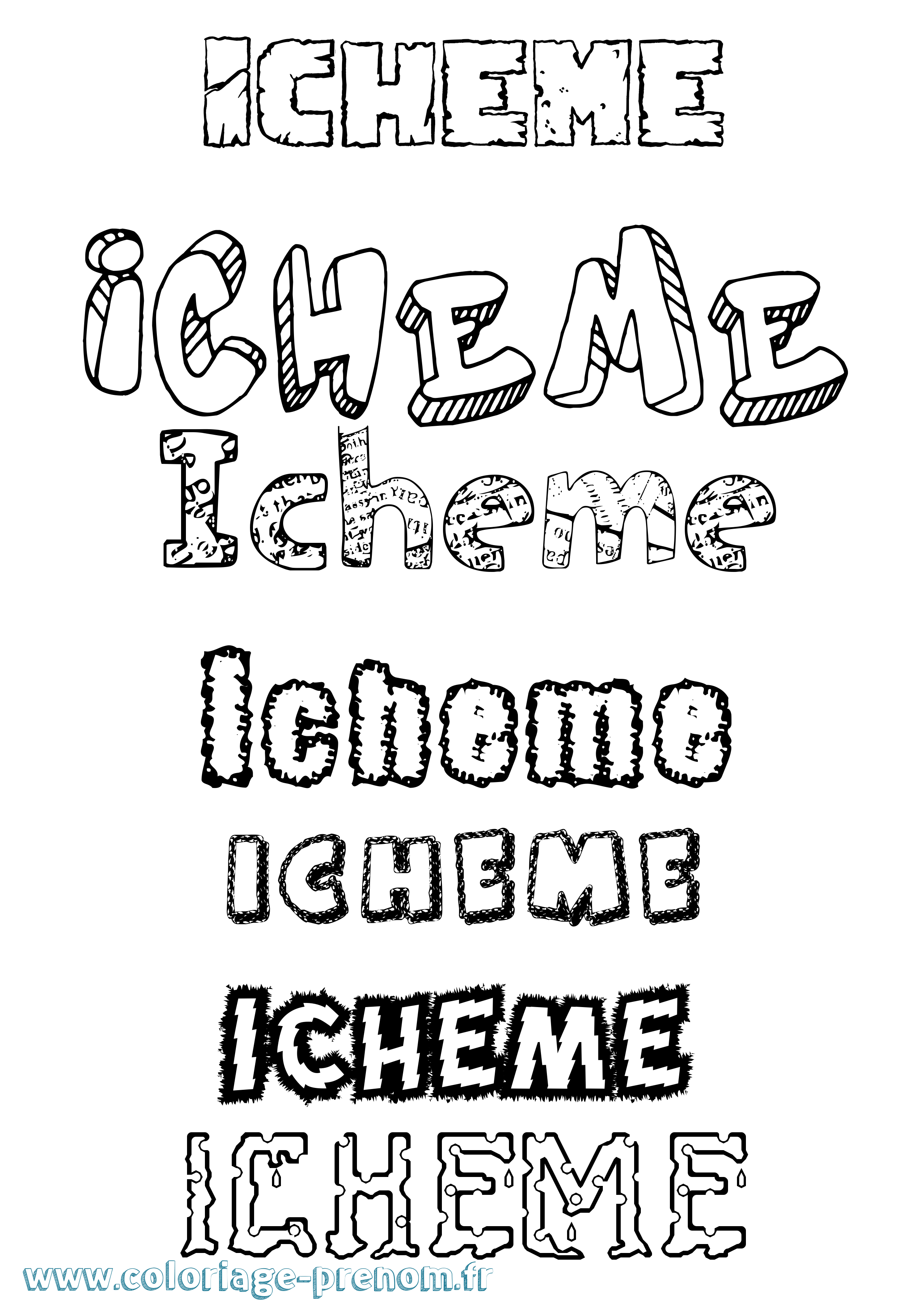 Coloriage Icheme Destructuré Coloriage prénom Icheme Destructuré