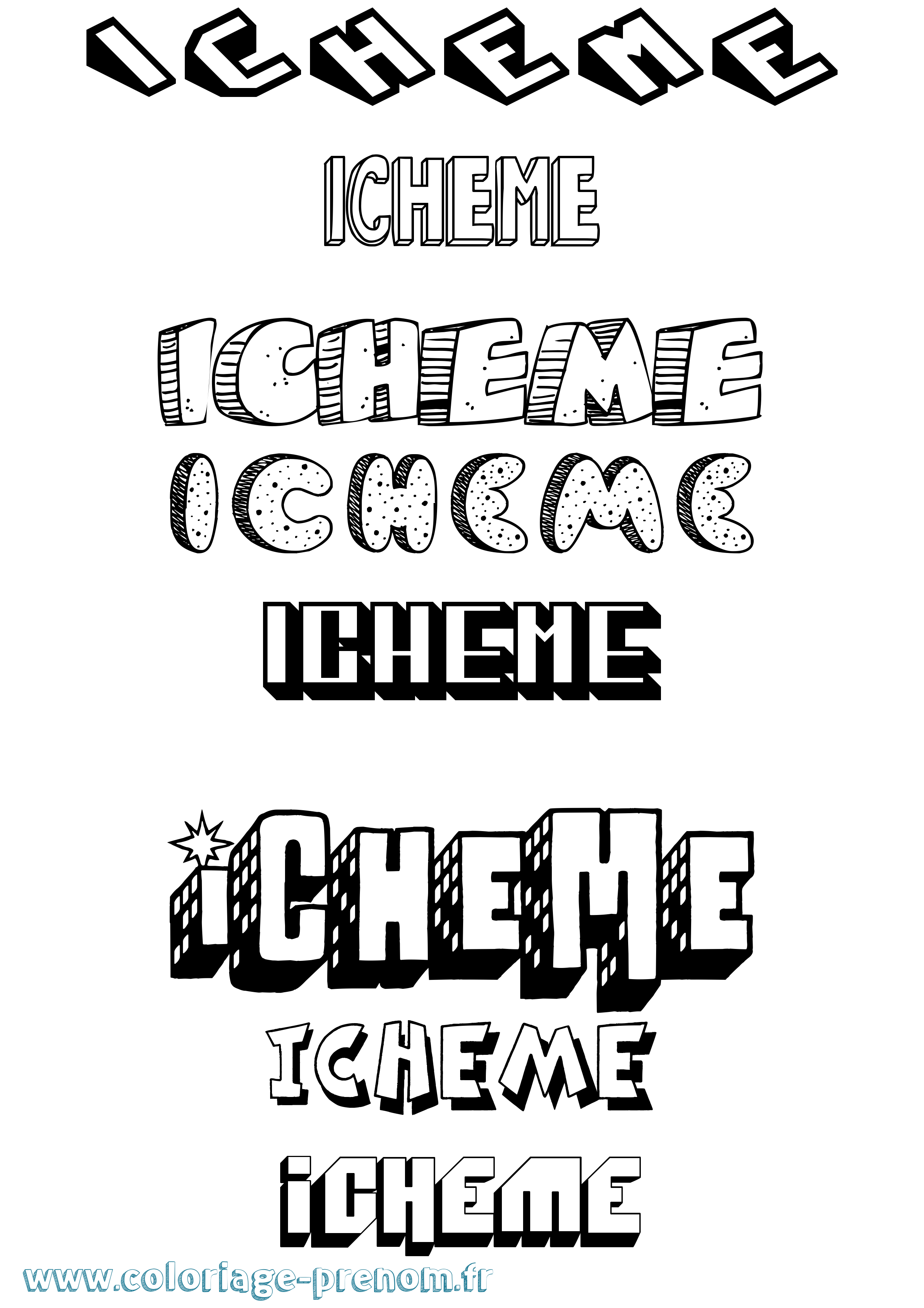 Coloriage Icheme Effet 3D Coloriage prénom Icheme Effet 3D
