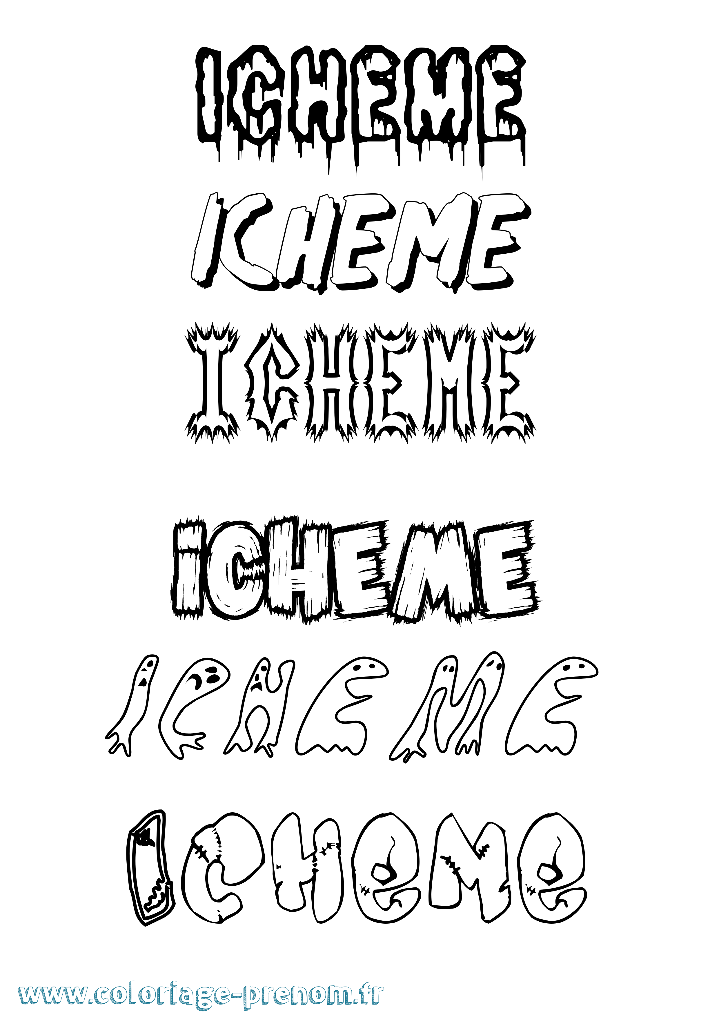 Coloriage Icheme Frisson Coloriage prénom Icheme Frisson
