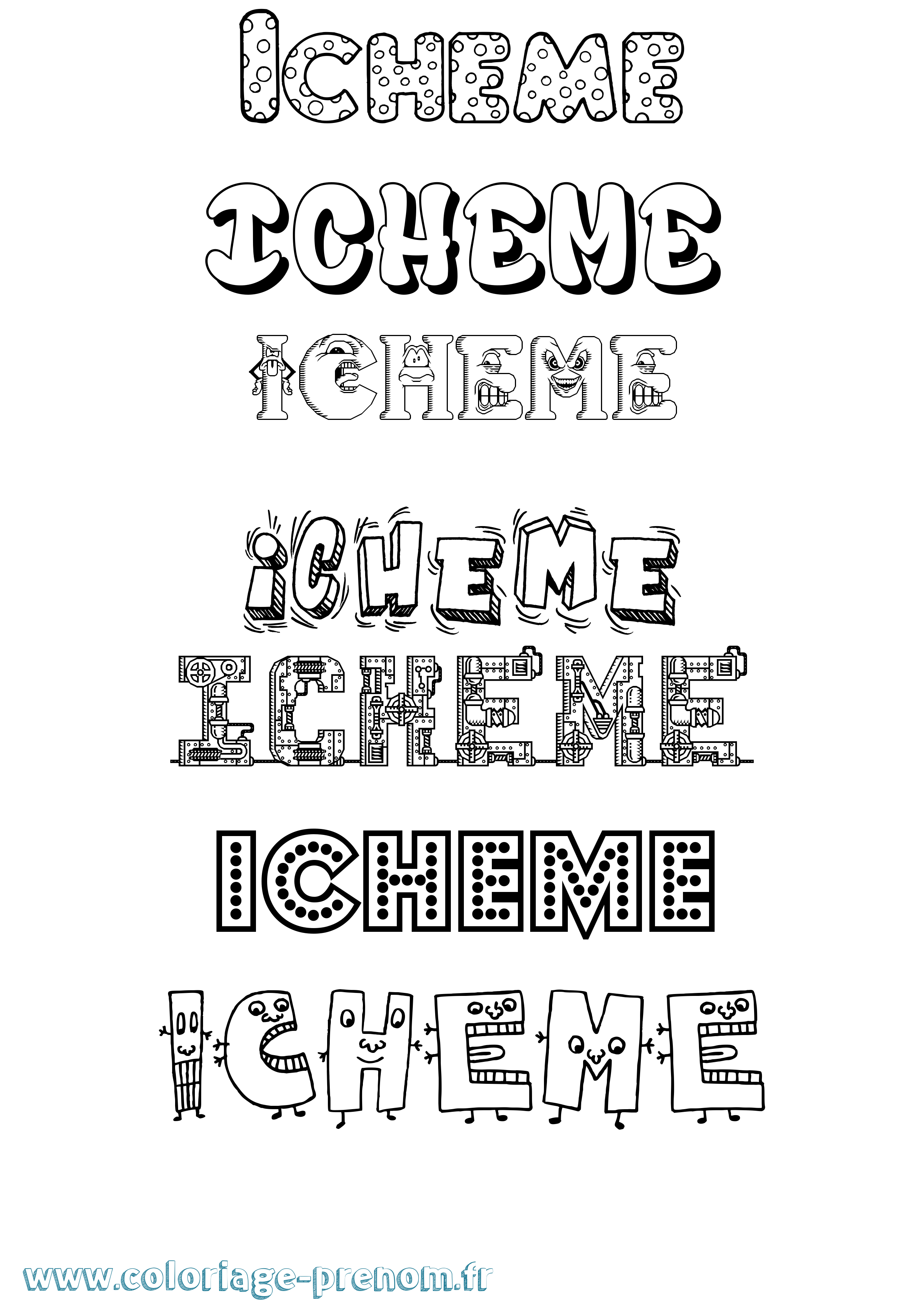 Coloriage Icheme Fun Coloriage prénom Icheme Fun