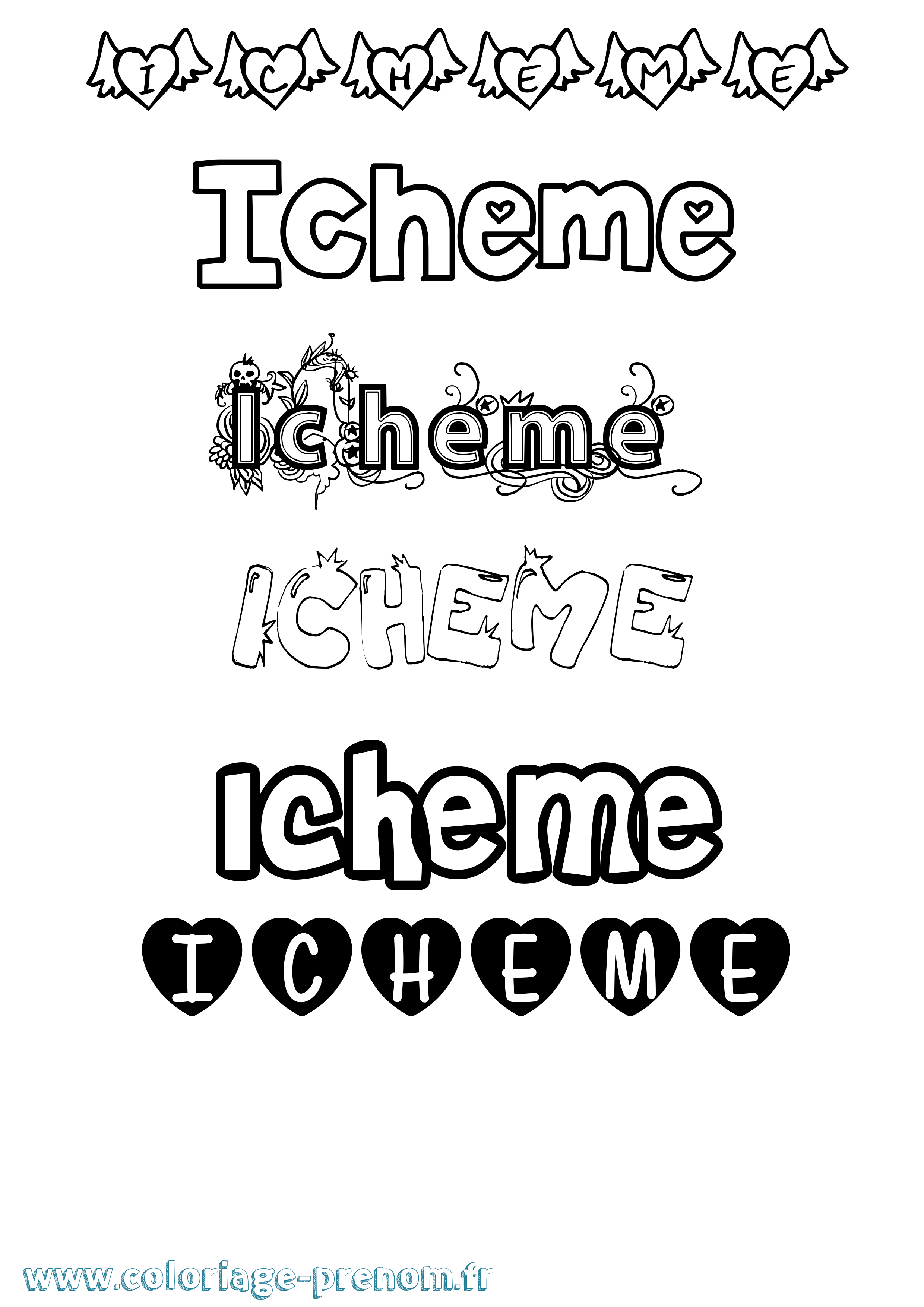 Coloriage Icheme Girly Coloriage prénom Icheme Girly